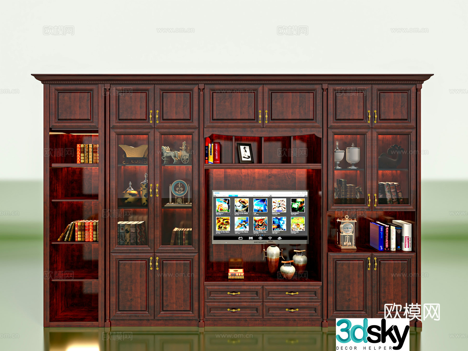 American bookcase TV cabinet 3d model