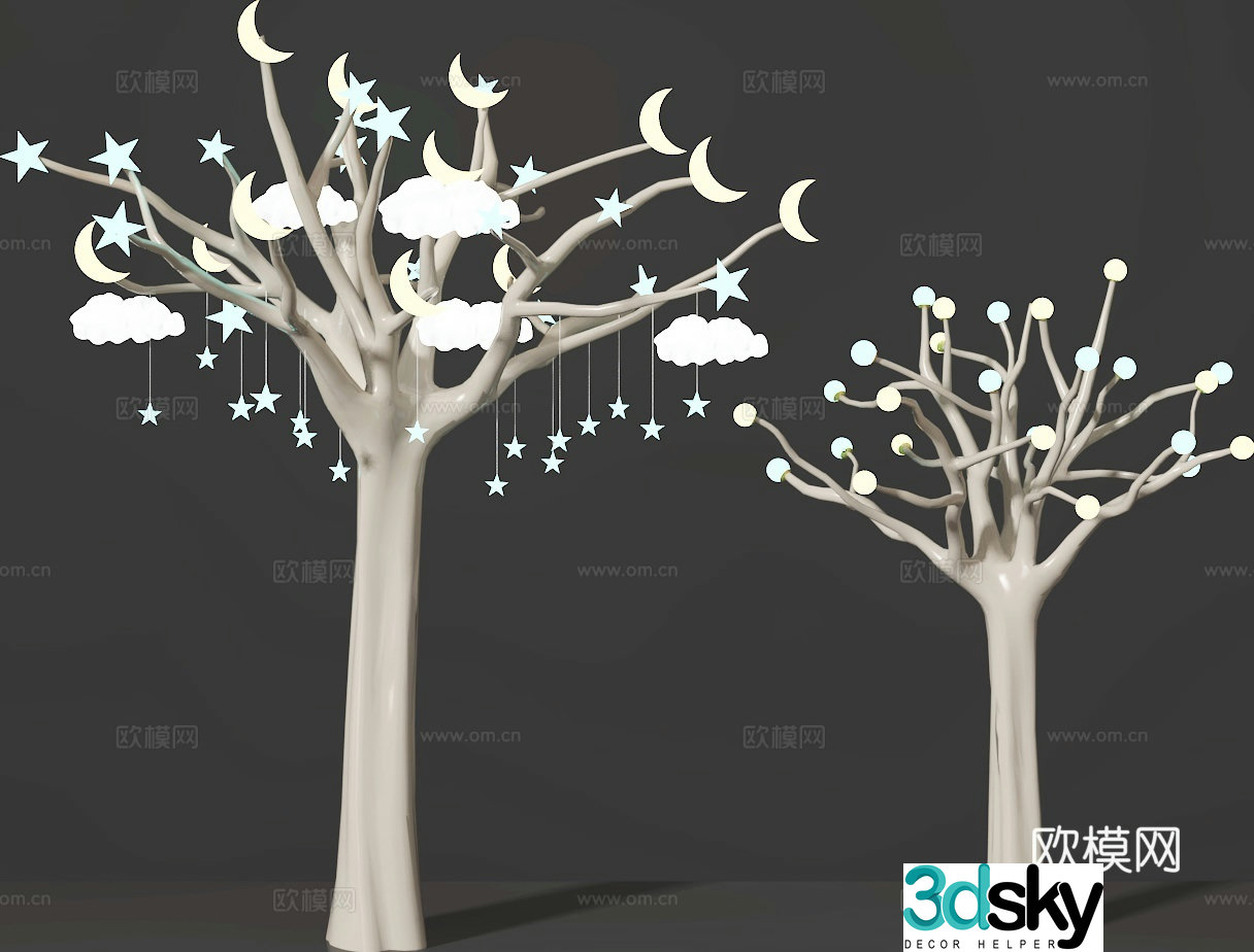 Branch decoration decorative lamp modeling tree 3d model