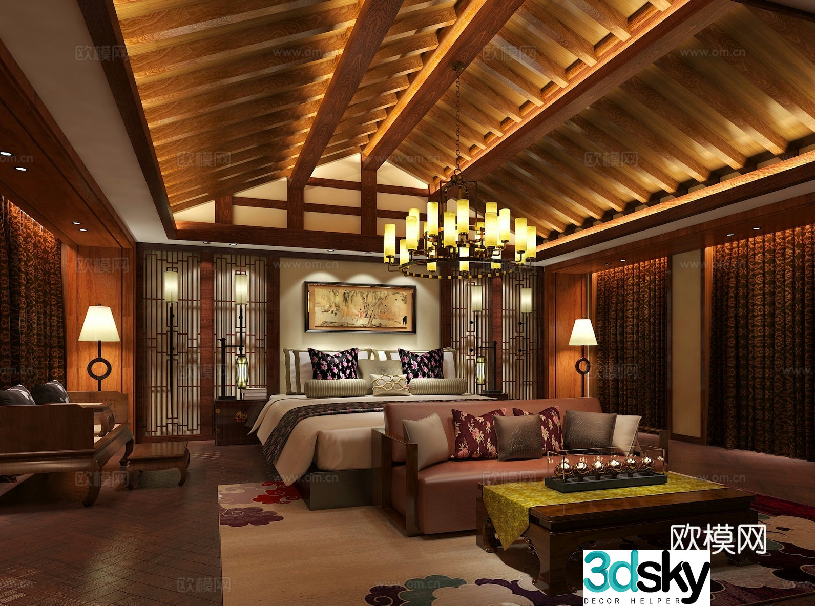 New Chinese style bedroom master bedroom 3d model