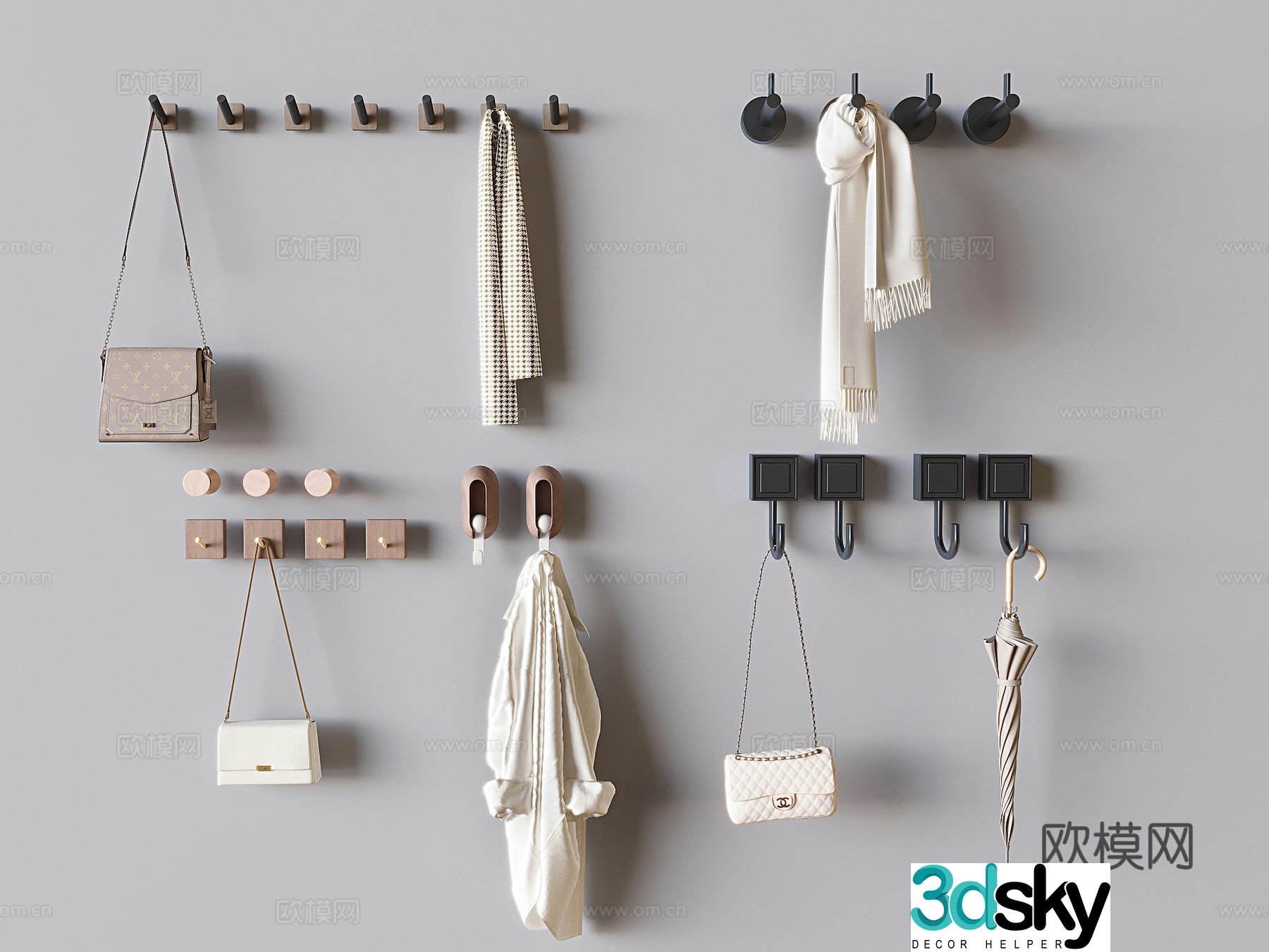 Wall-mounted clothes hook hook clothes bag umbrella hook 3D model