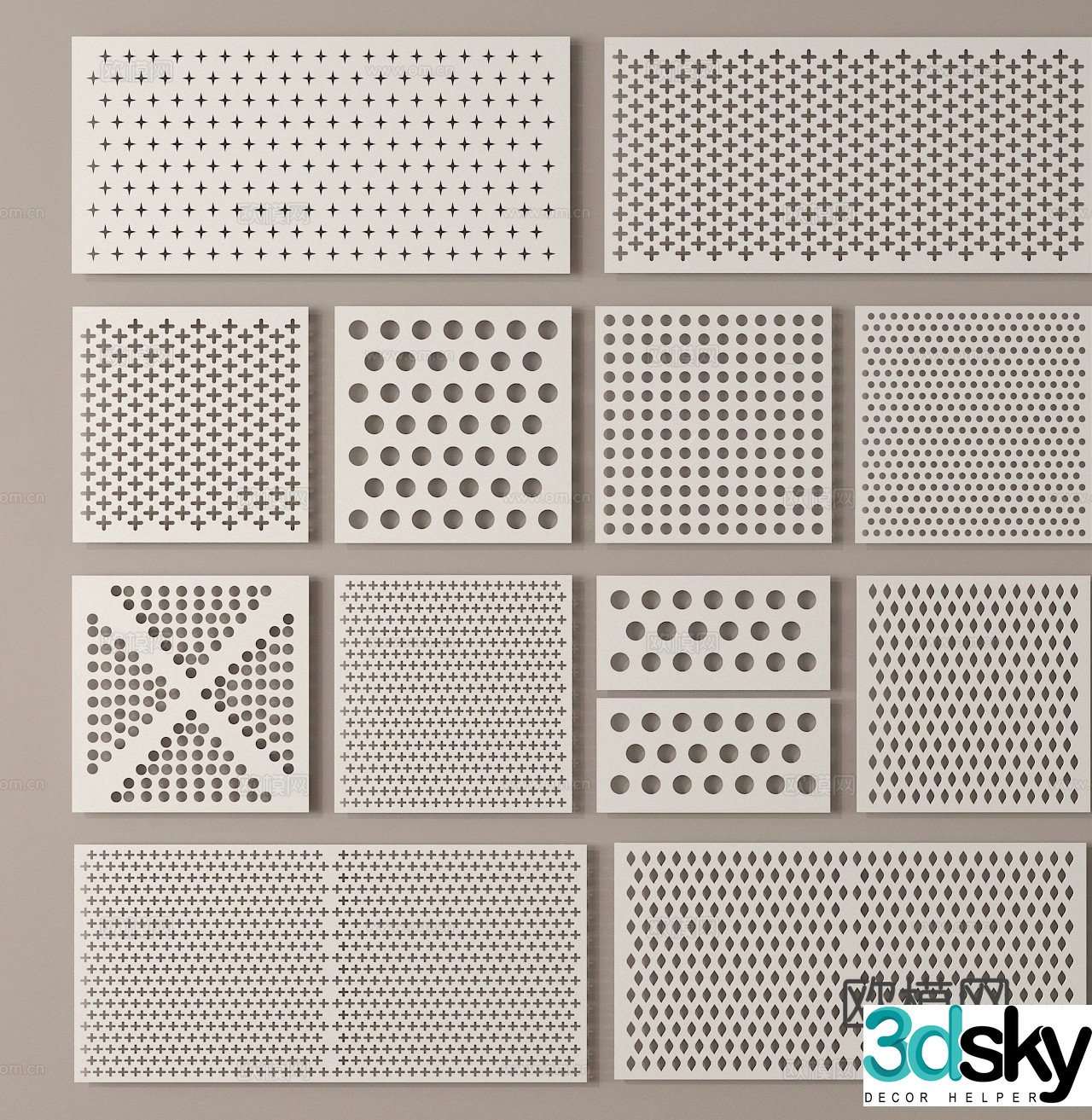 Punching plate perforated plate aluminum gusset plate hollow plate 3D model