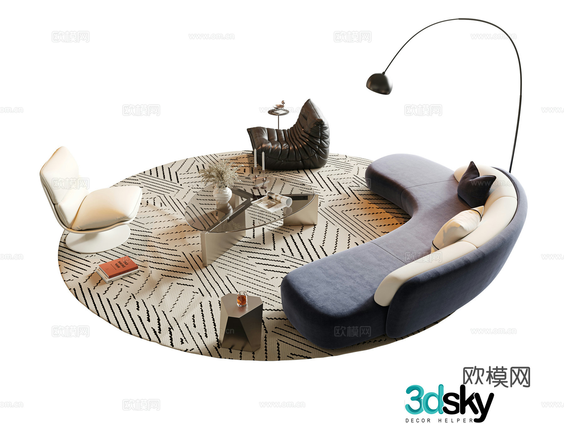 Modern sectional sofa 3d model
