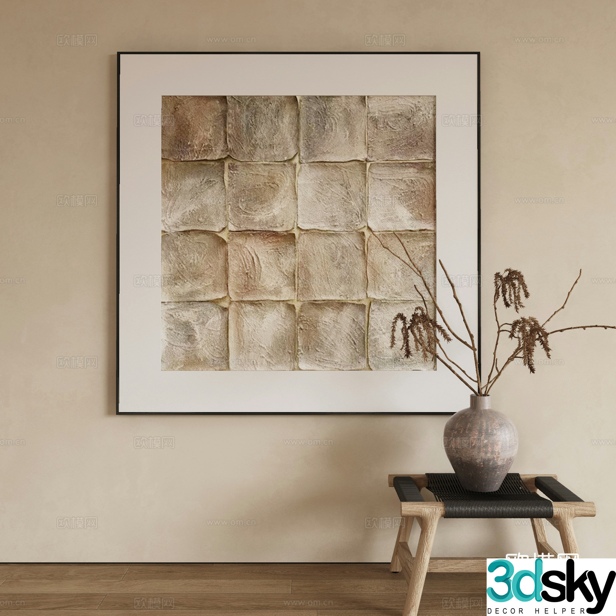 Modern texture painting decorative painting 3d model