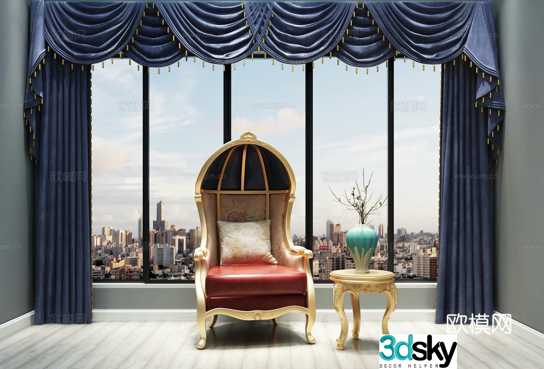European style chair leisure chair 3d model