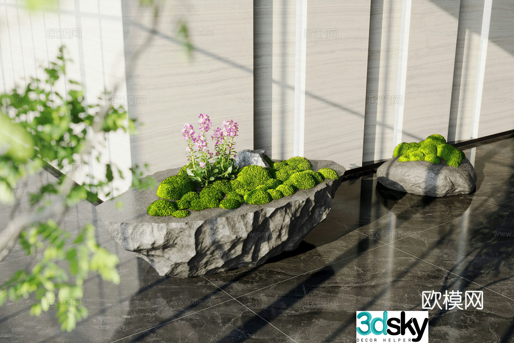 Modern indoor landscape landscaping indoor landscape bryophytes 3d model