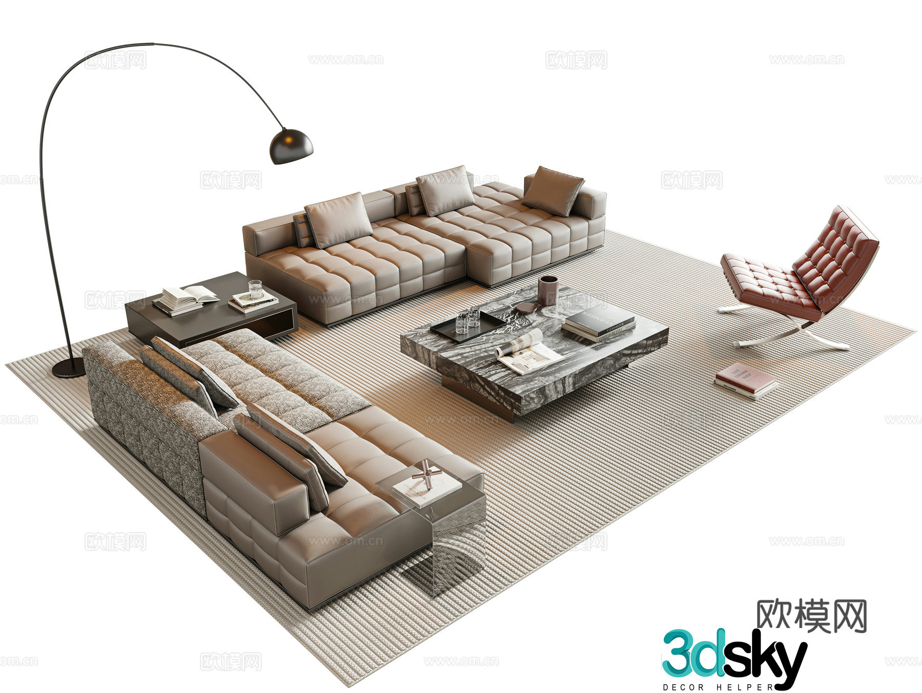 Italian sectional sofa 3d model