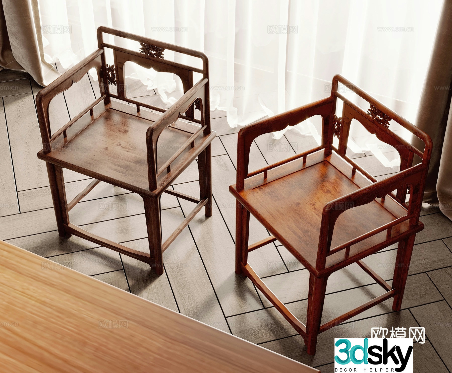 New Chinese style single chair armchair 3d model