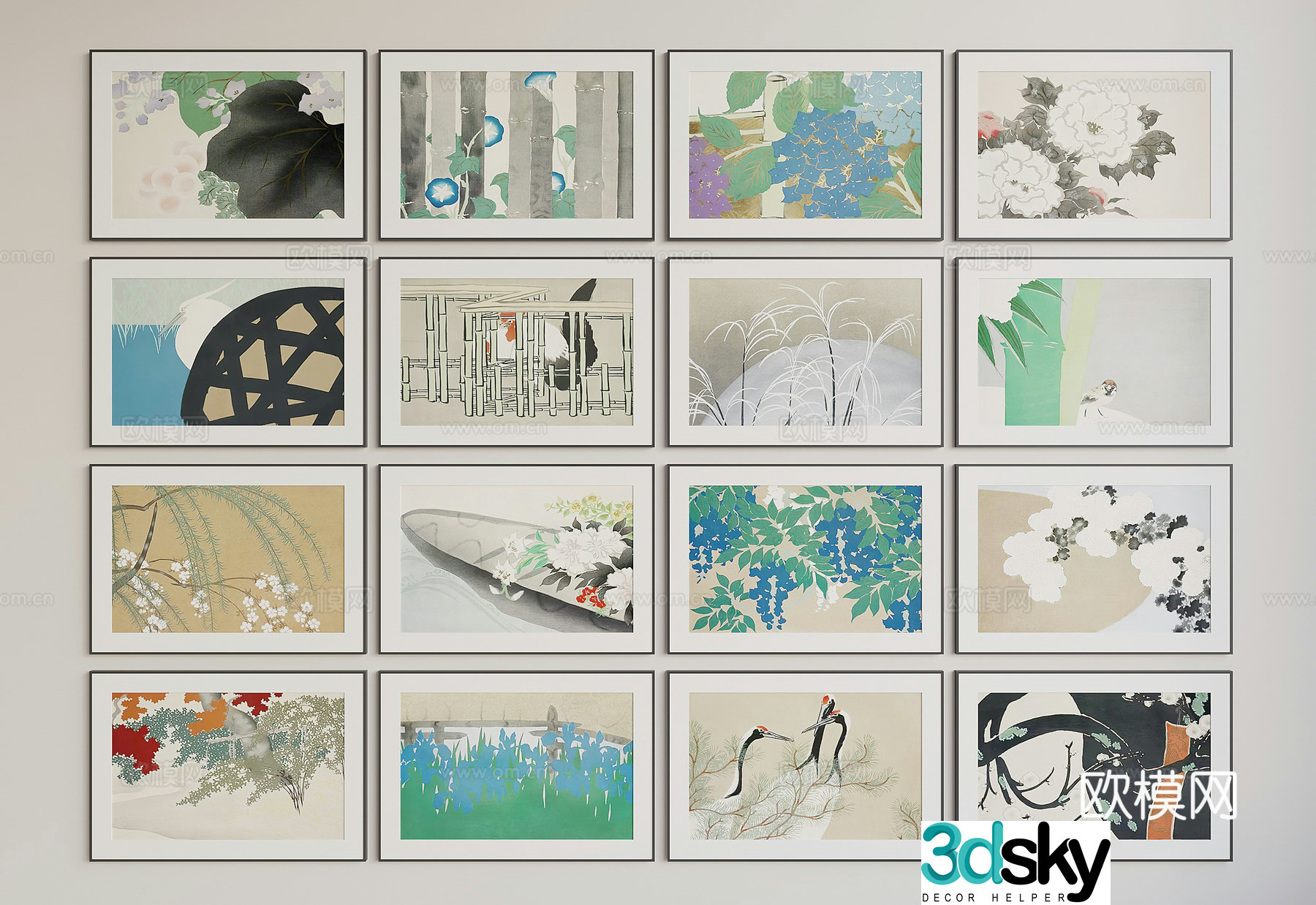New Chinese style hanging painting ink painting decorative painting 3D model