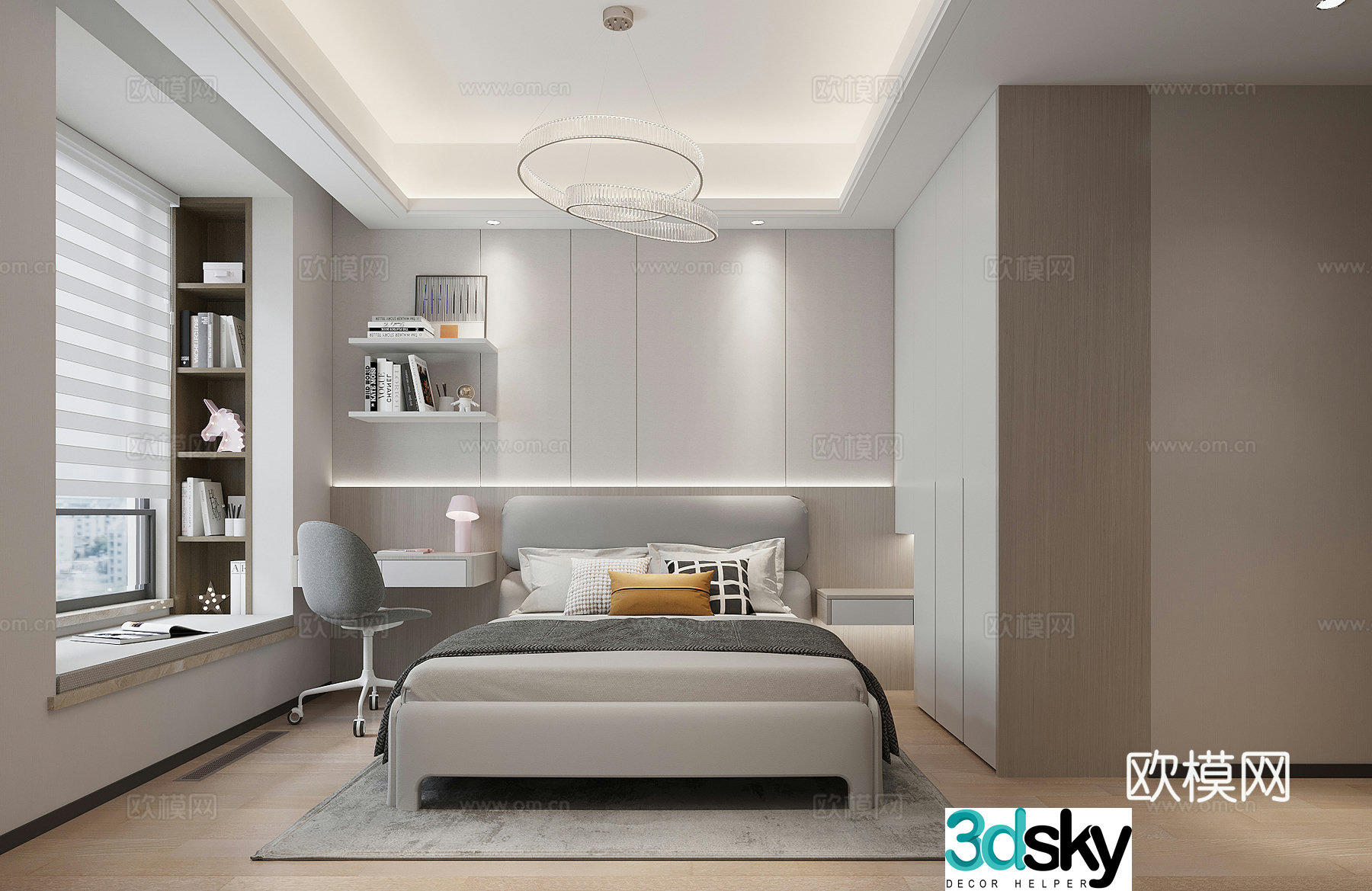 Simple bedroom second bedroom daughter’s room 3D model