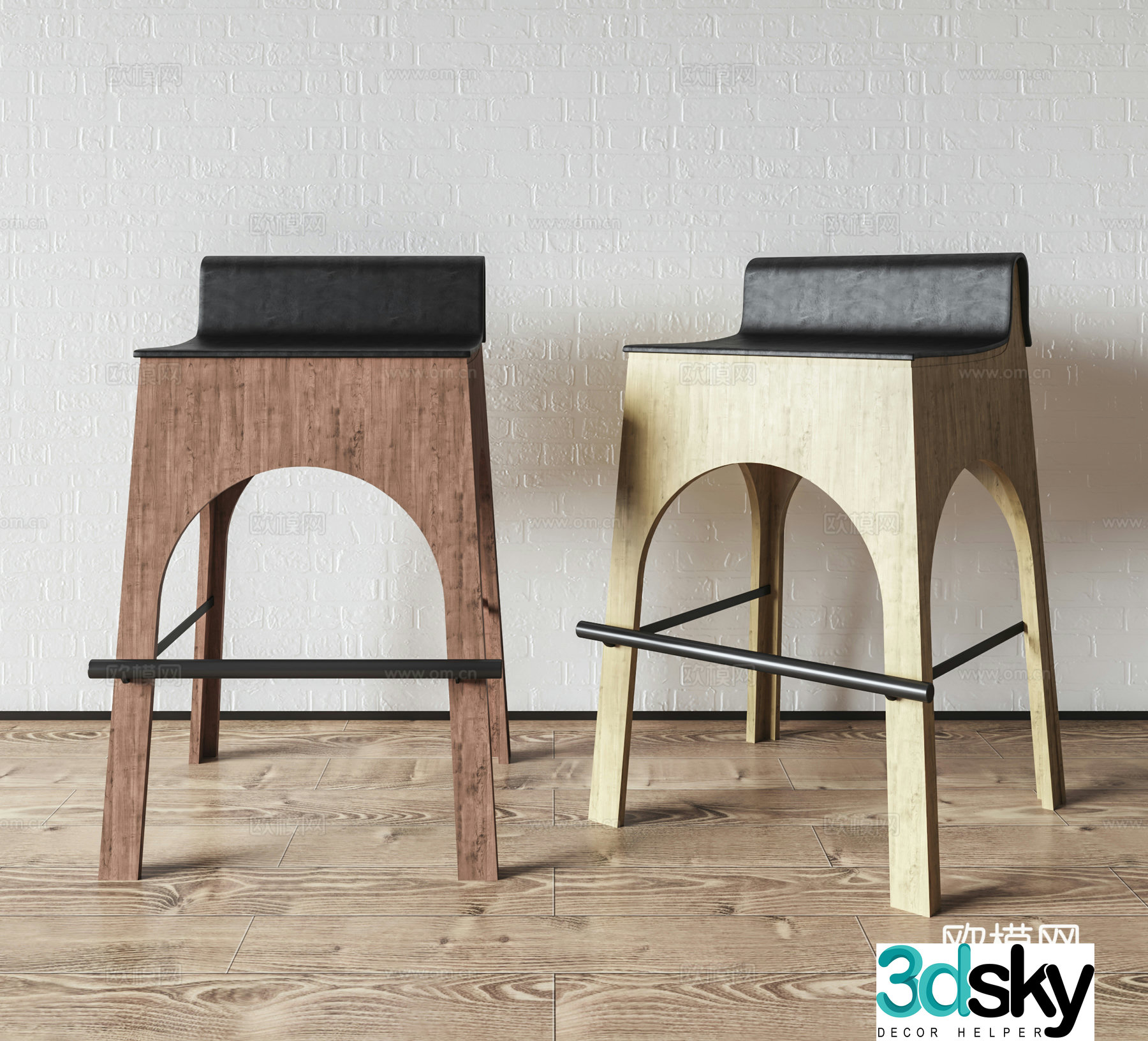 Medieval style bar stool high stool bar chair 3d model