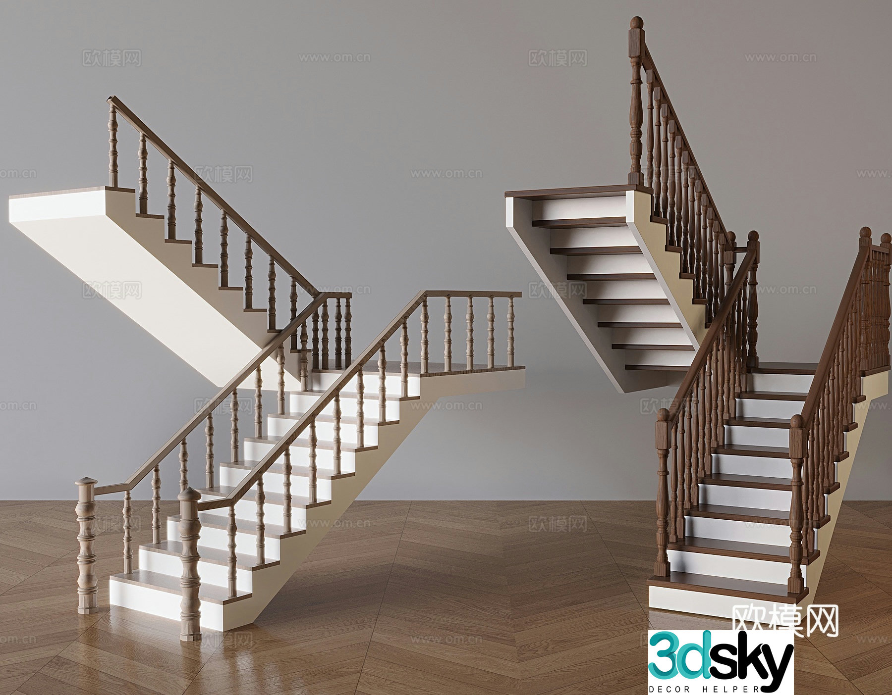 New Chinese style staircase escalator step 3D model