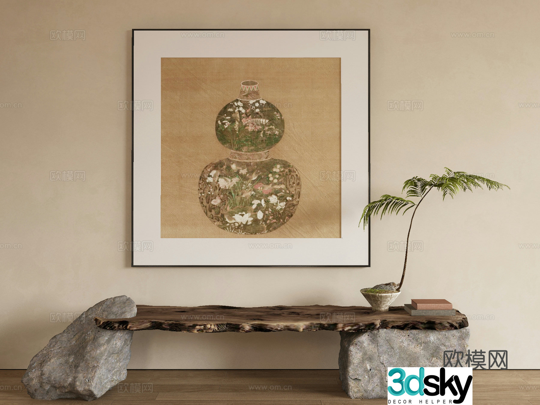 New Chinese style gourd painting decorative painting 3d model