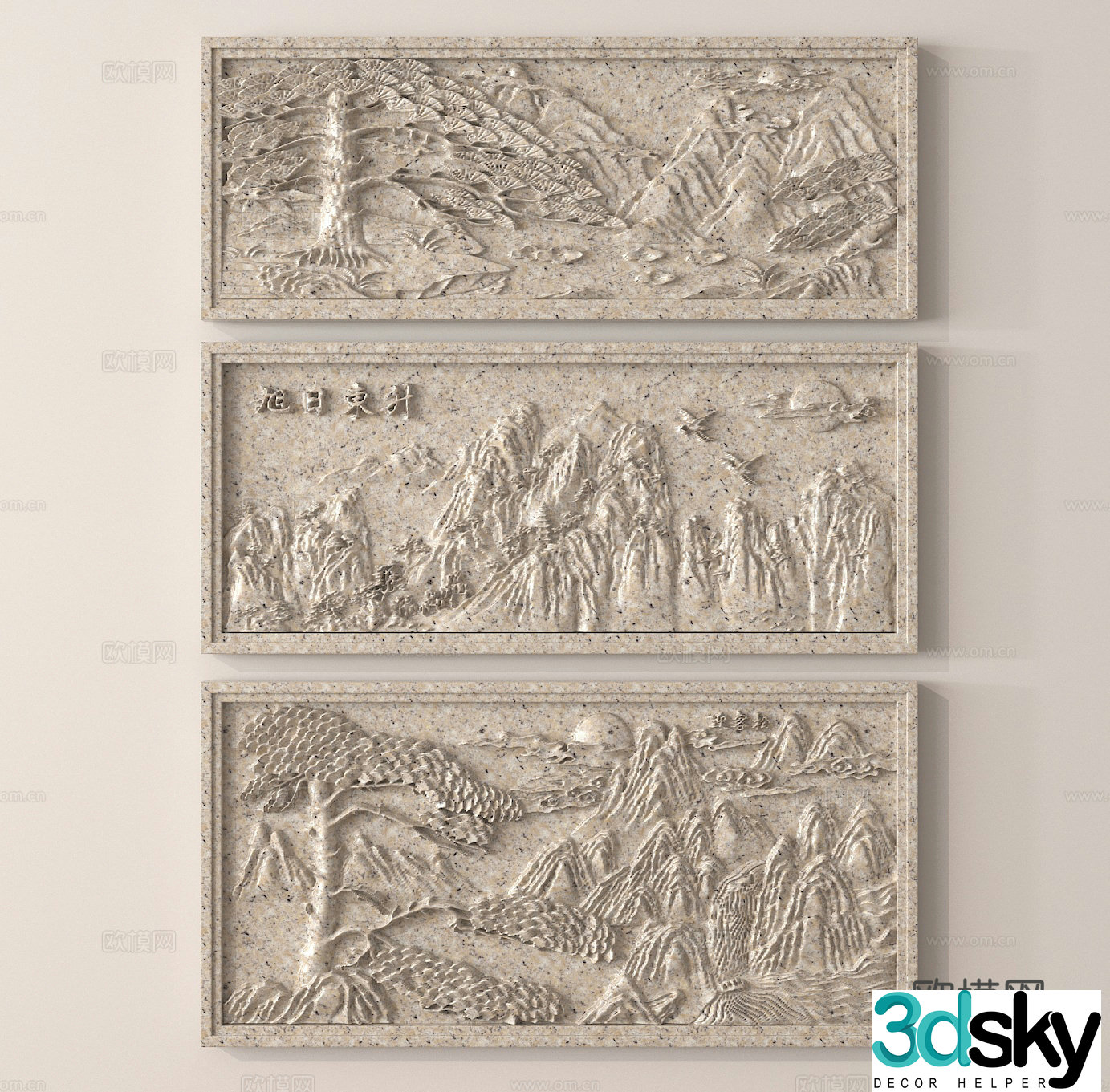 Gypsum relief carving wall relief 3d model