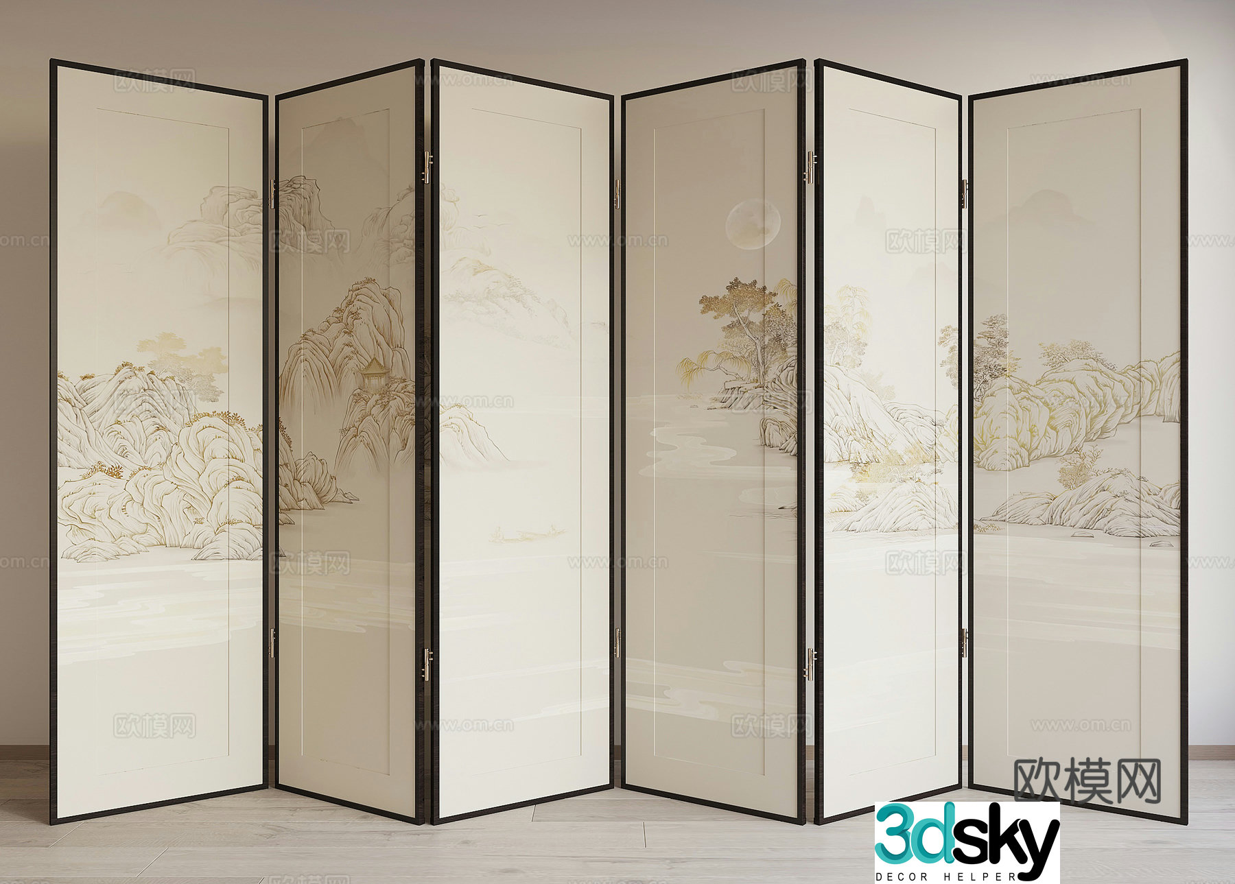 New Chinese style folding screen 3d model