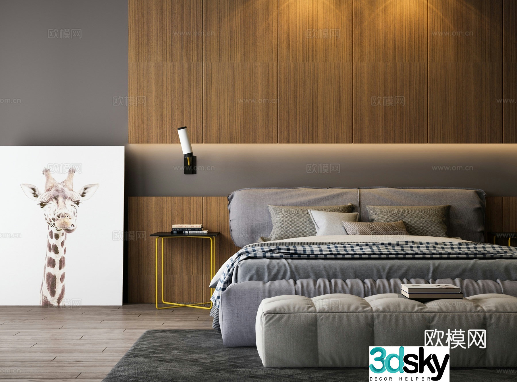 Modern double bed 3d model