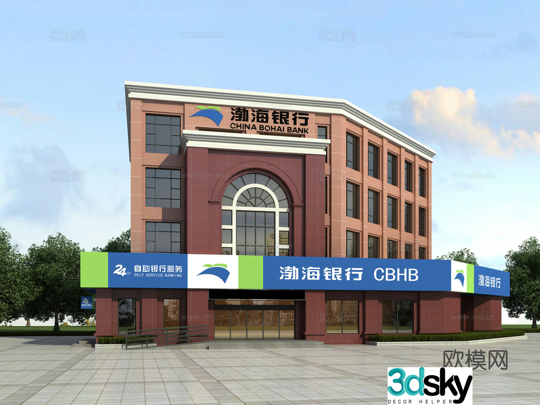 Bohai Bank facade 3D model