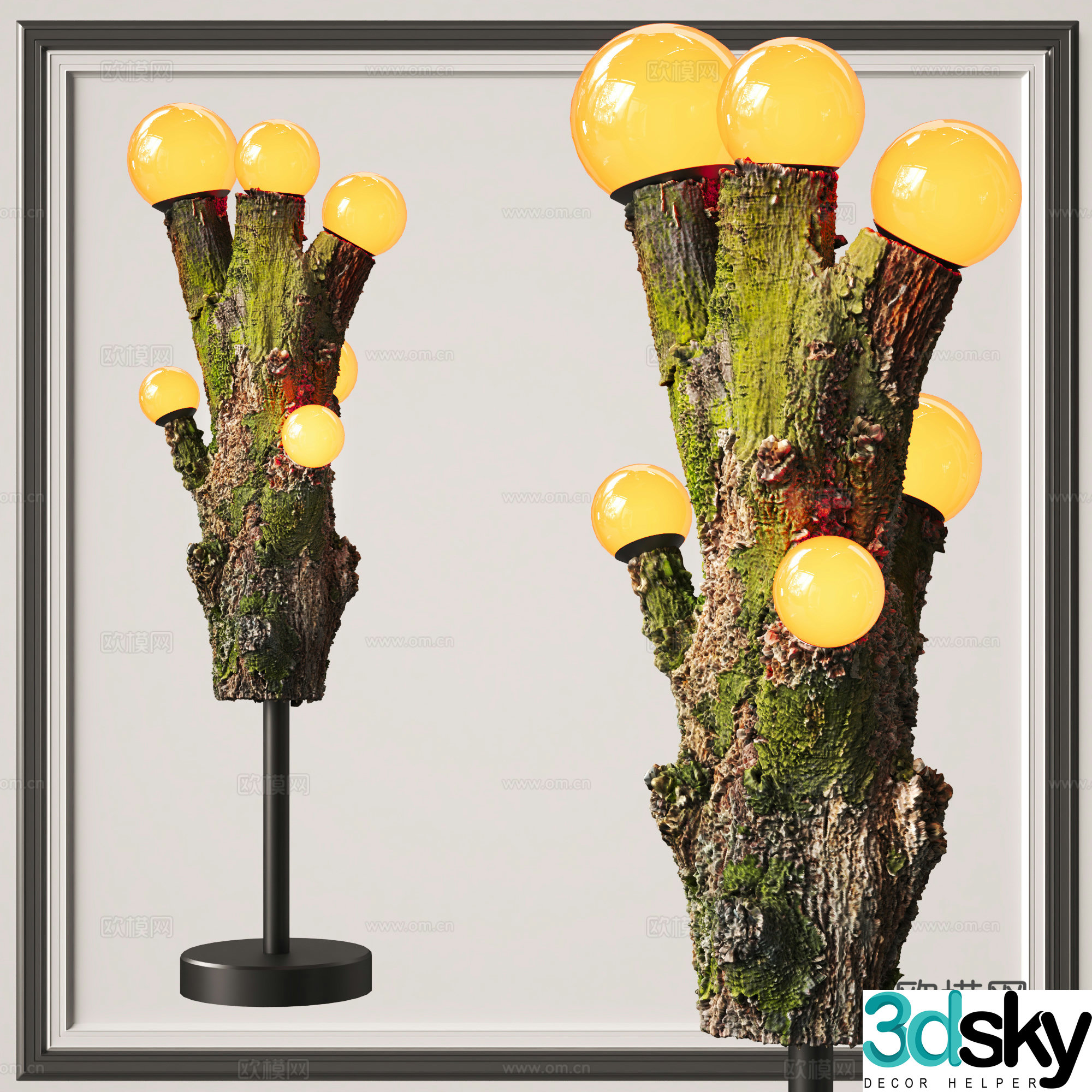 Creative floor lamp dead wood floor lamp 3d model