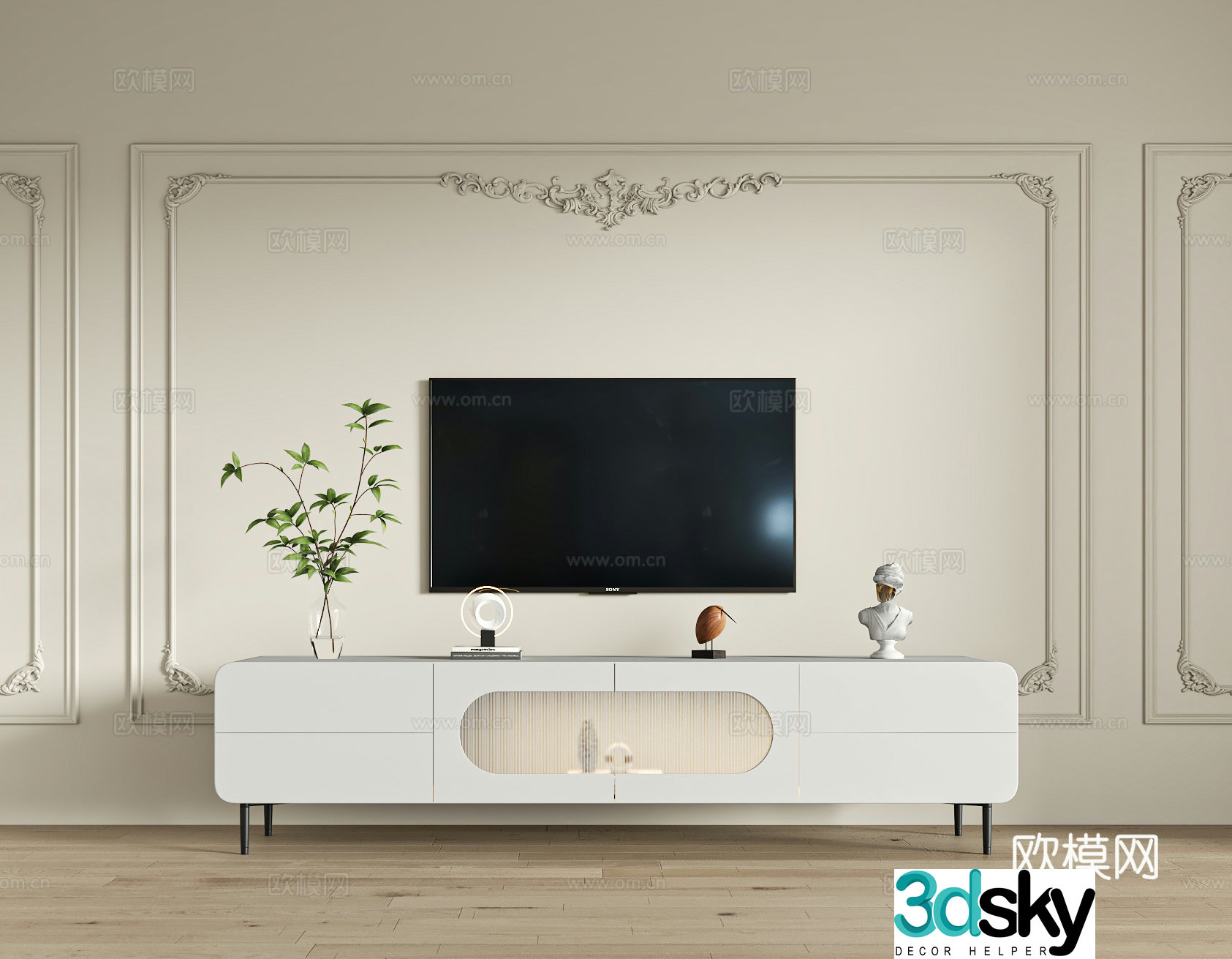 French TV cabinet 3d model
