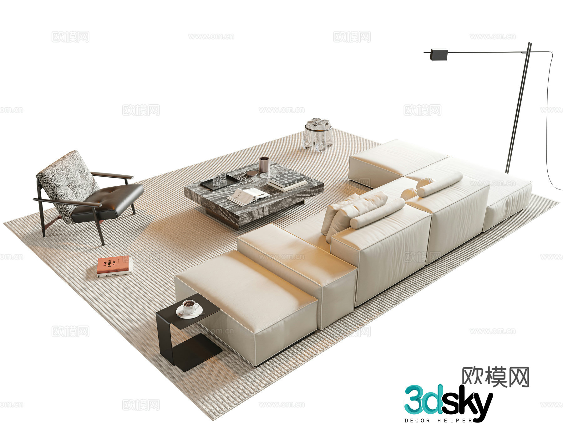 Italian sectional sofa 3d model