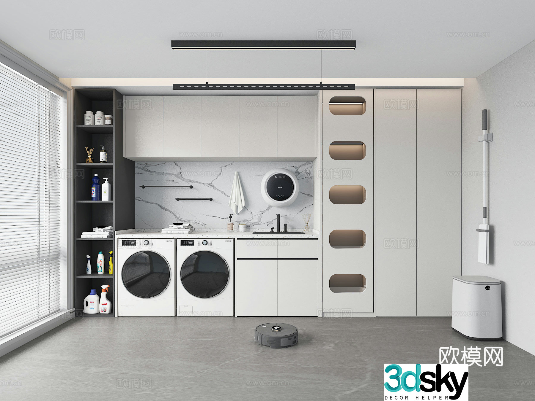 Modern balcony washing machine cabinet 3d model