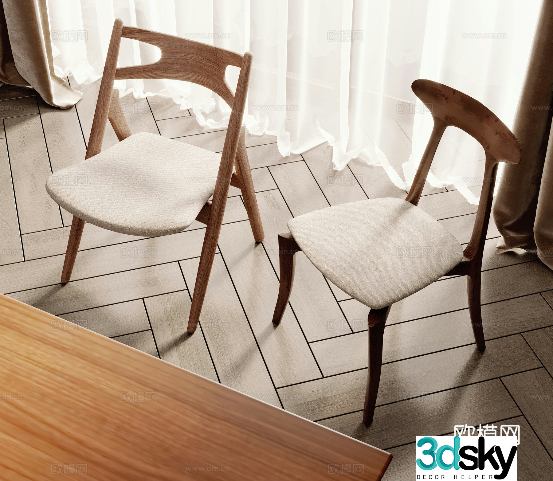 Medieval style single chair dining chair chair 3d model