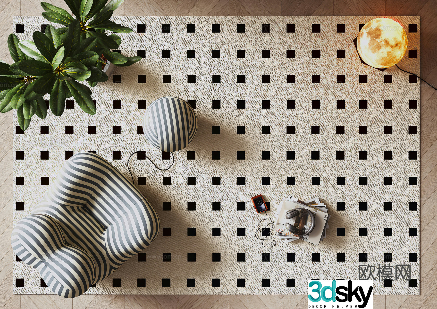 Modern square carpet 3d model