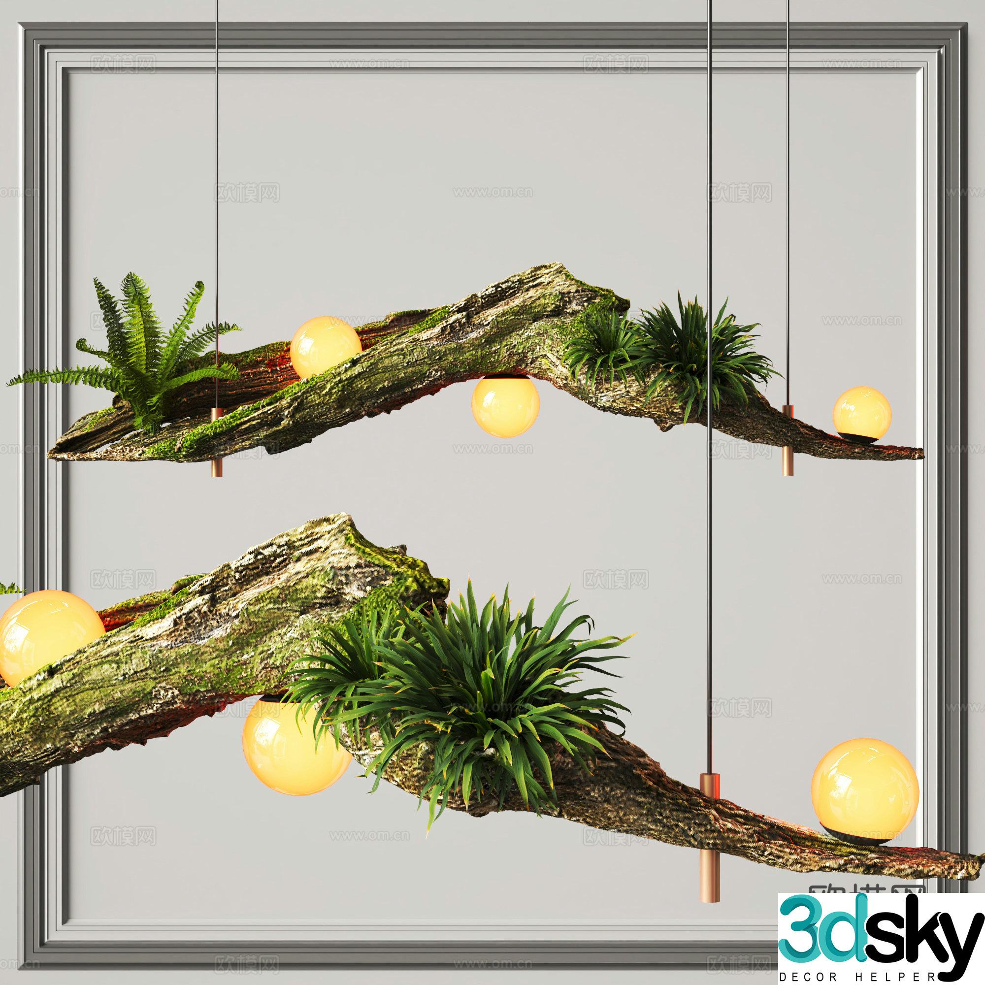Wabi-sabi chandelier dead wood chandelier 3d model