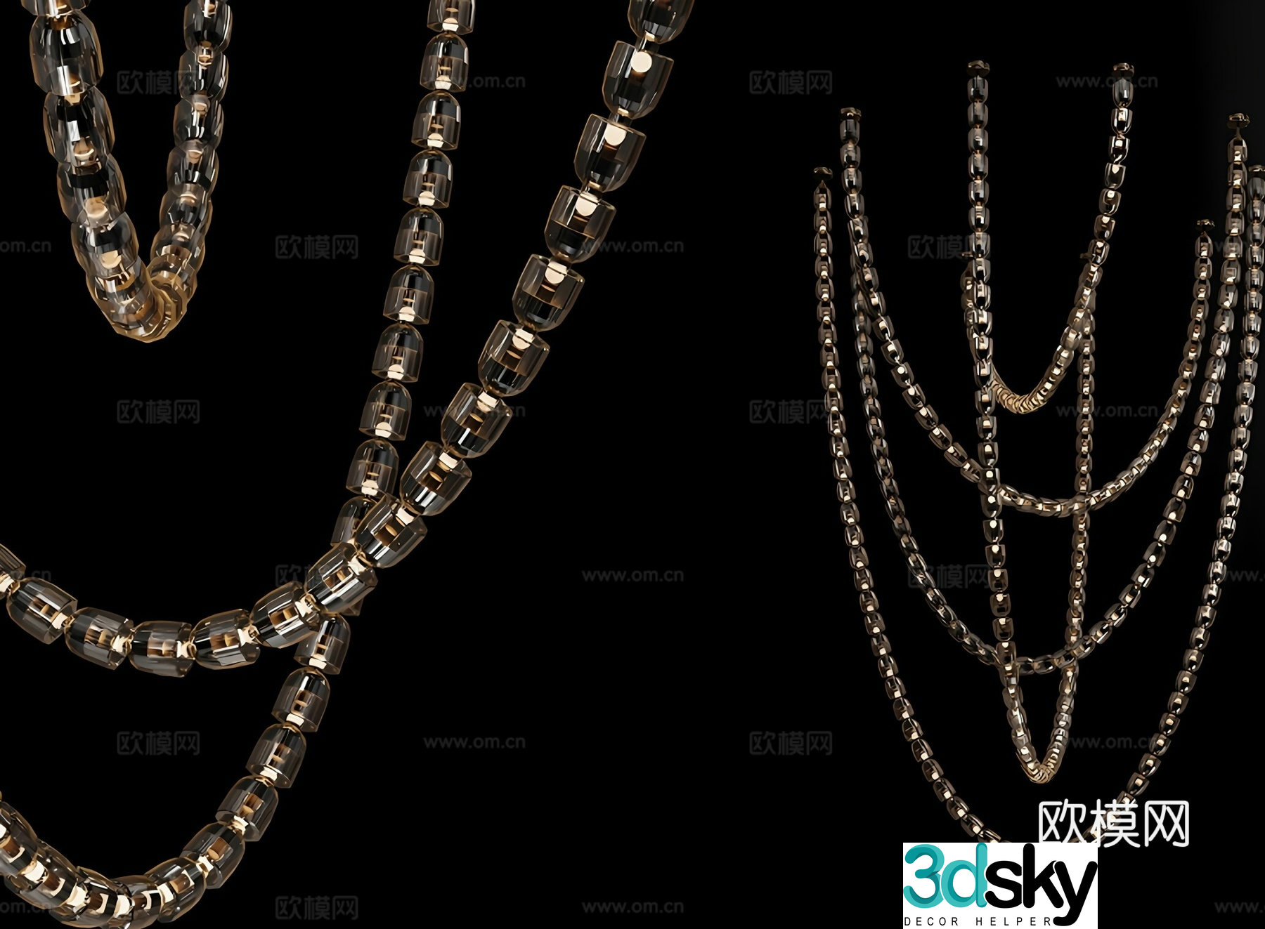 FOLOS linear chandelier 3d model