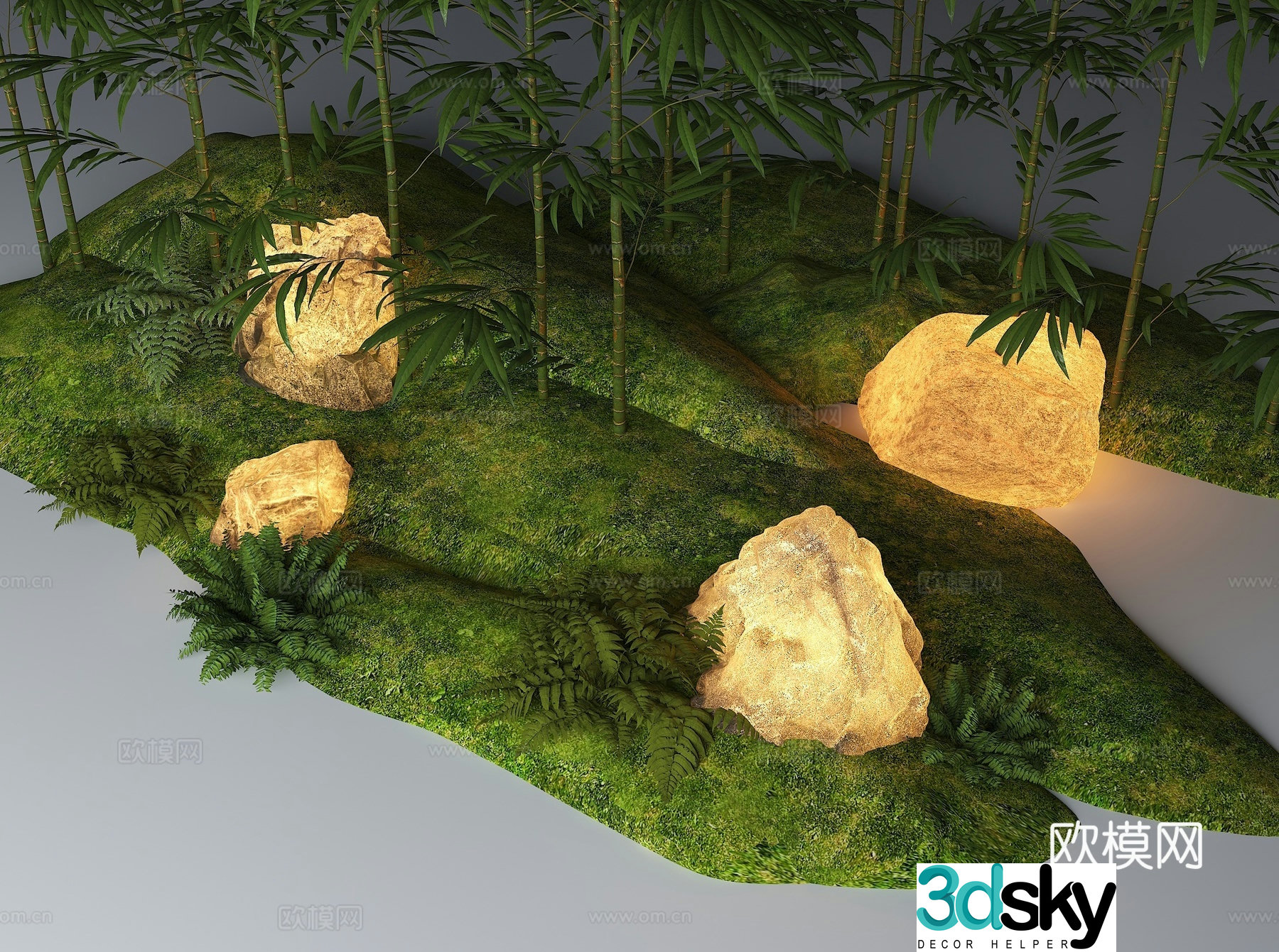 Courtyard sketch landscape simulation stone lamp 3D model
