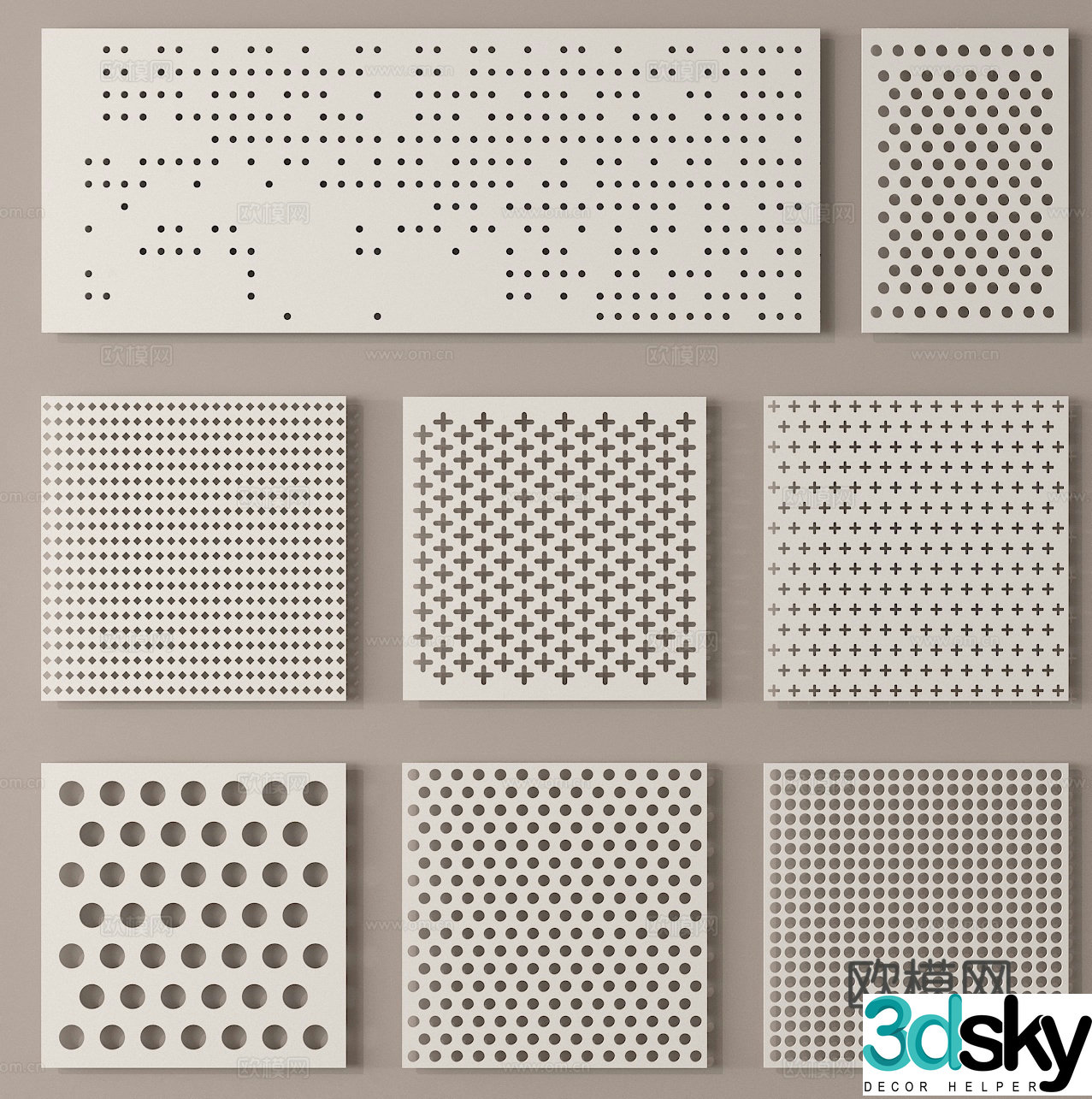 Punching plate perforated plate aluminum gusset plate hollow plate 3D model