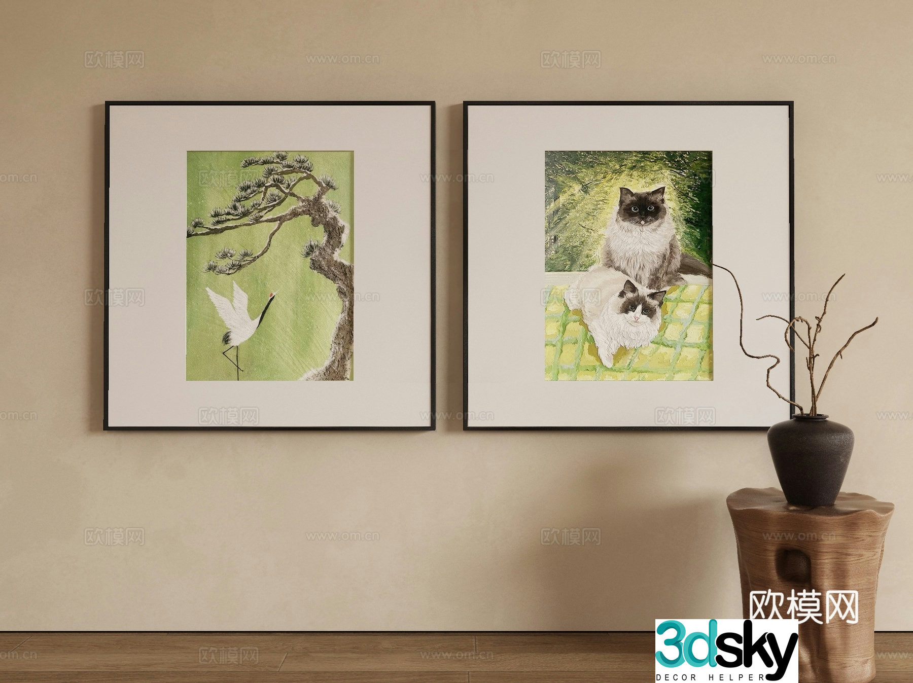 Modern animal painting decorative painting 3d model