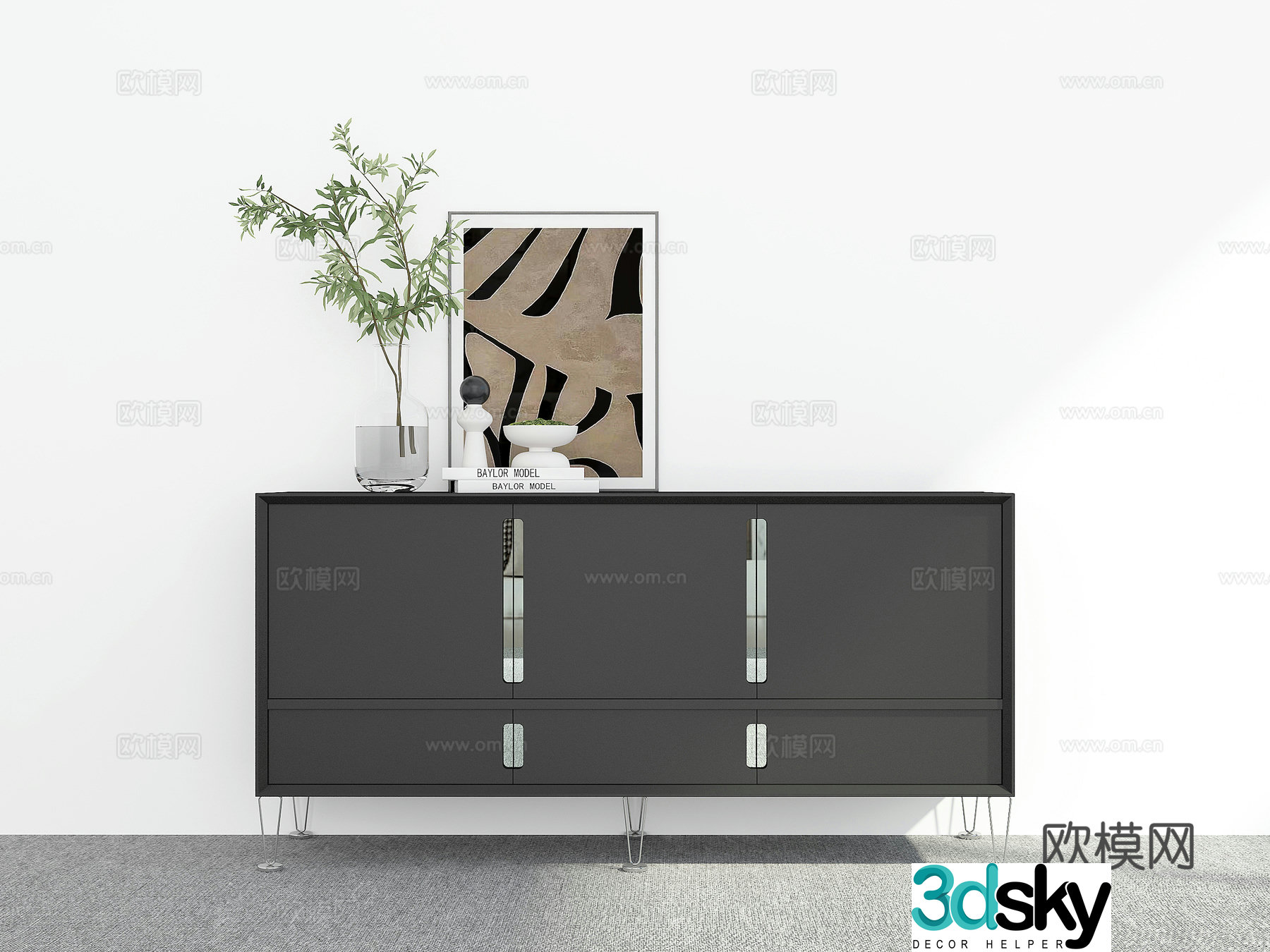 Modern side cabinet side view cabinet entrance cabinet 3D model