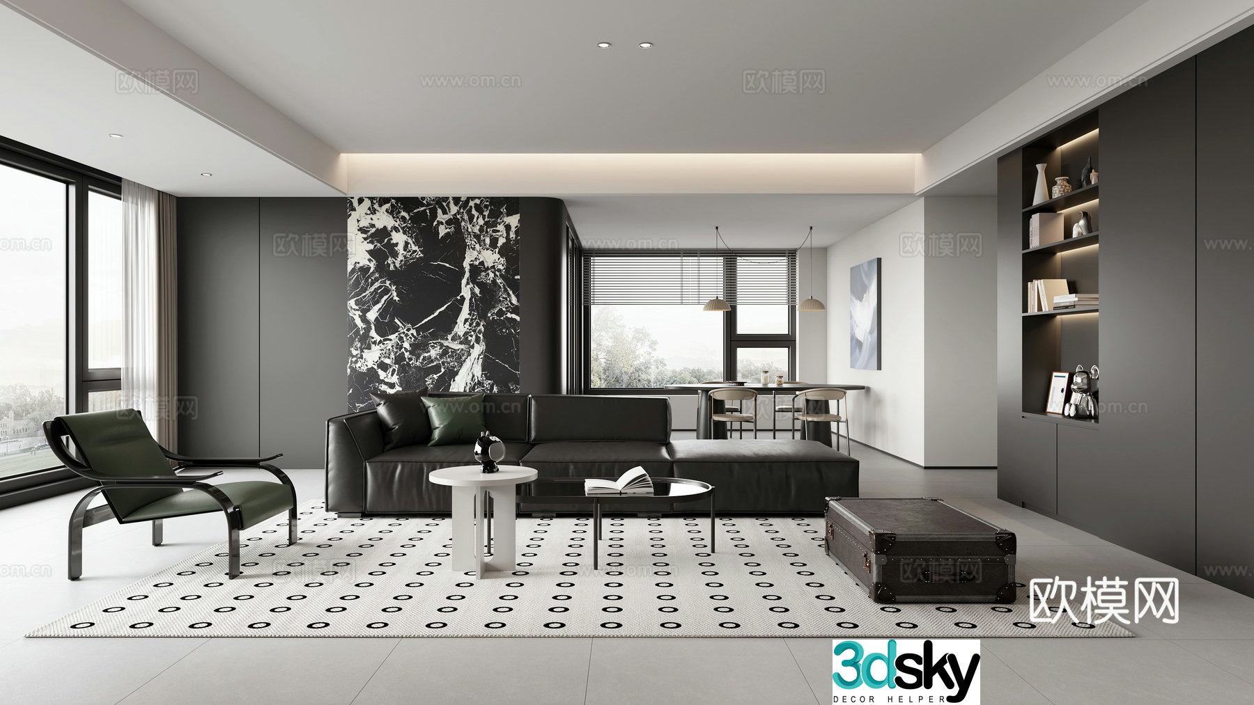 Premium gray living room 3d model