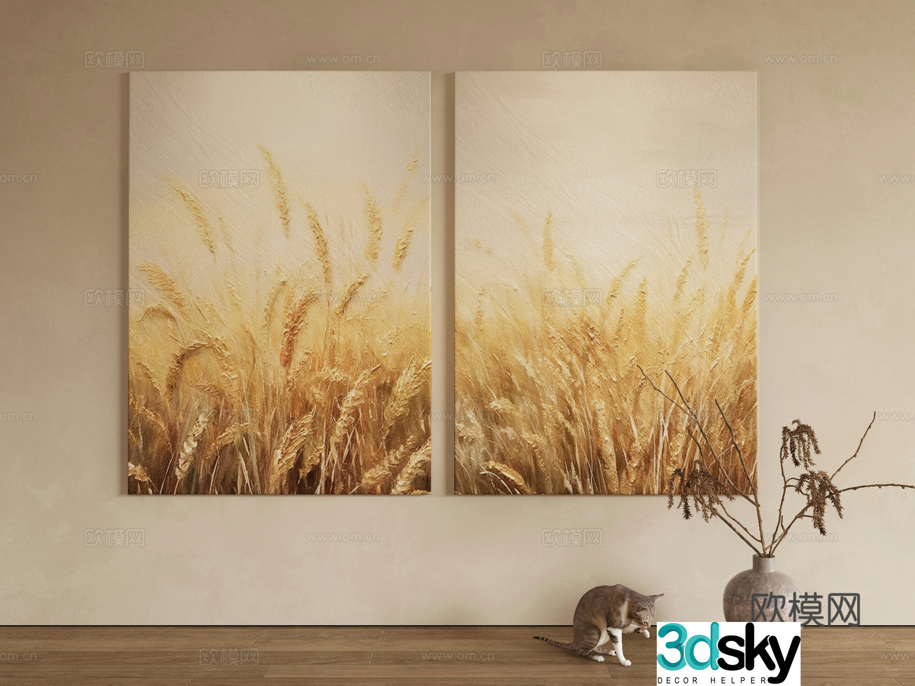 Modern landscape painting decorative painting 3d model