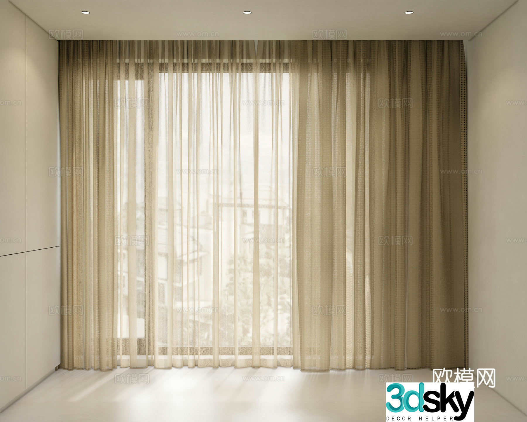 Modern curtain gauze curtain 3d model