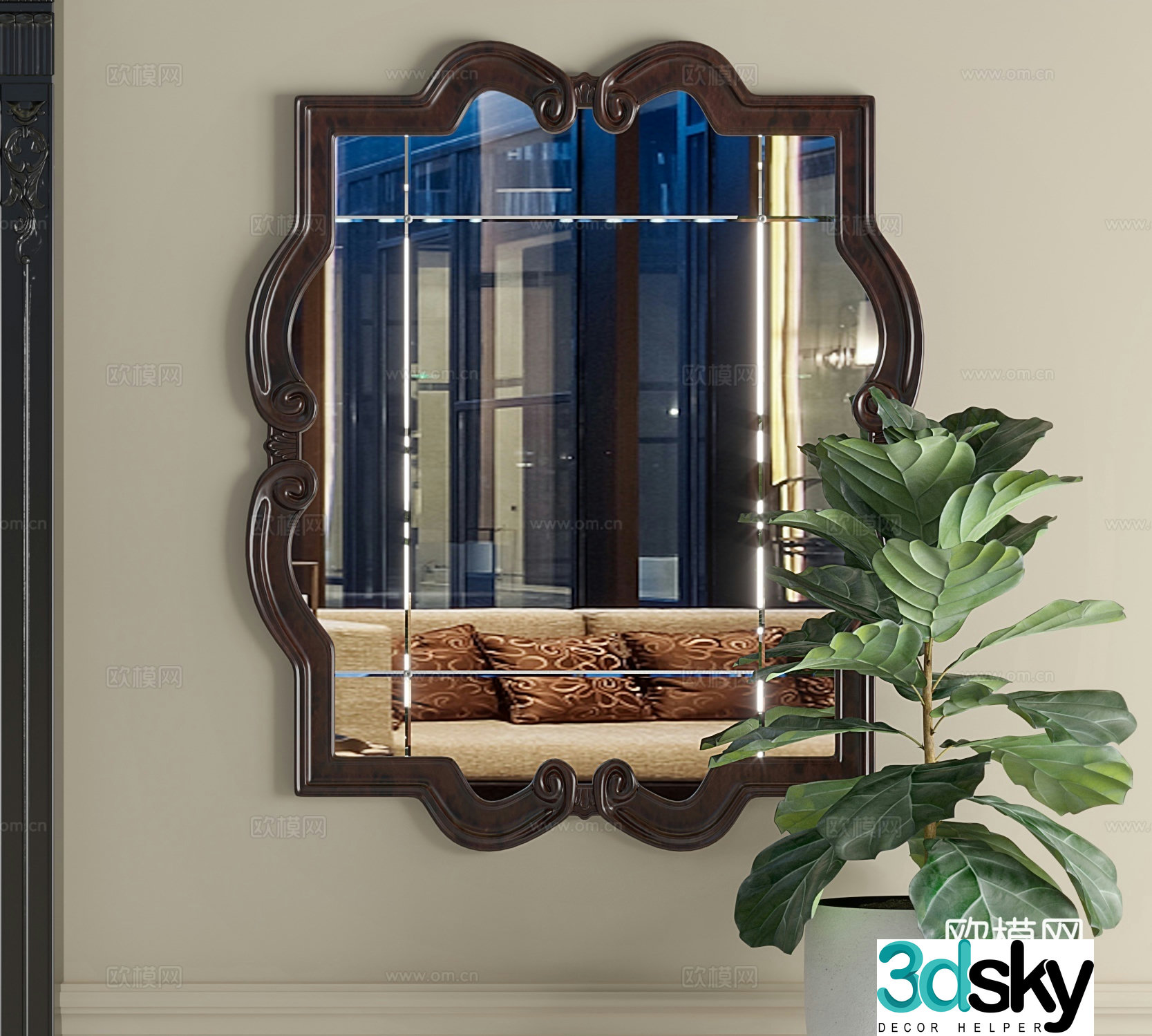 American mirror decorative mirror 3d model