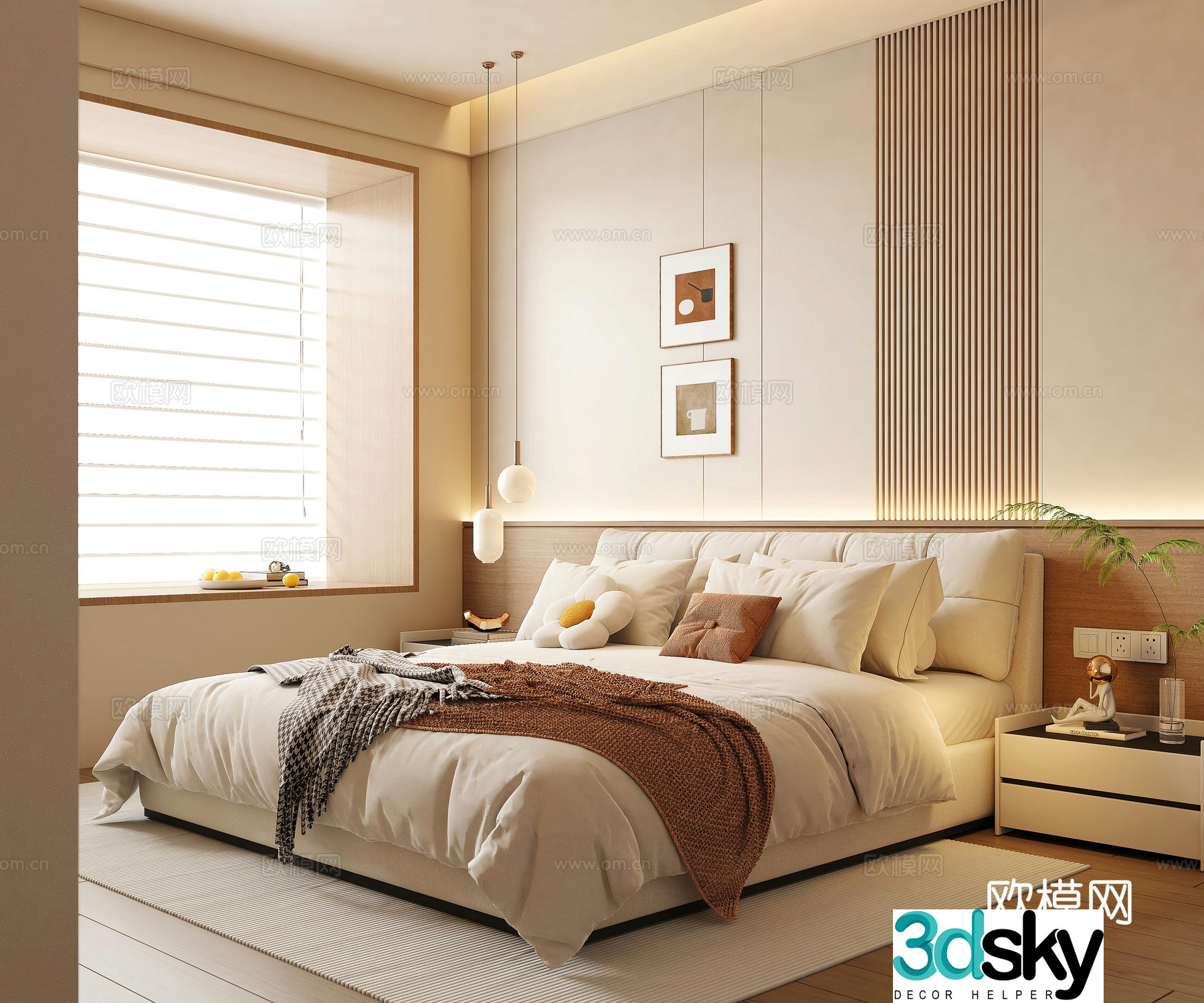 Cream style bedroom master bedroom 3d model