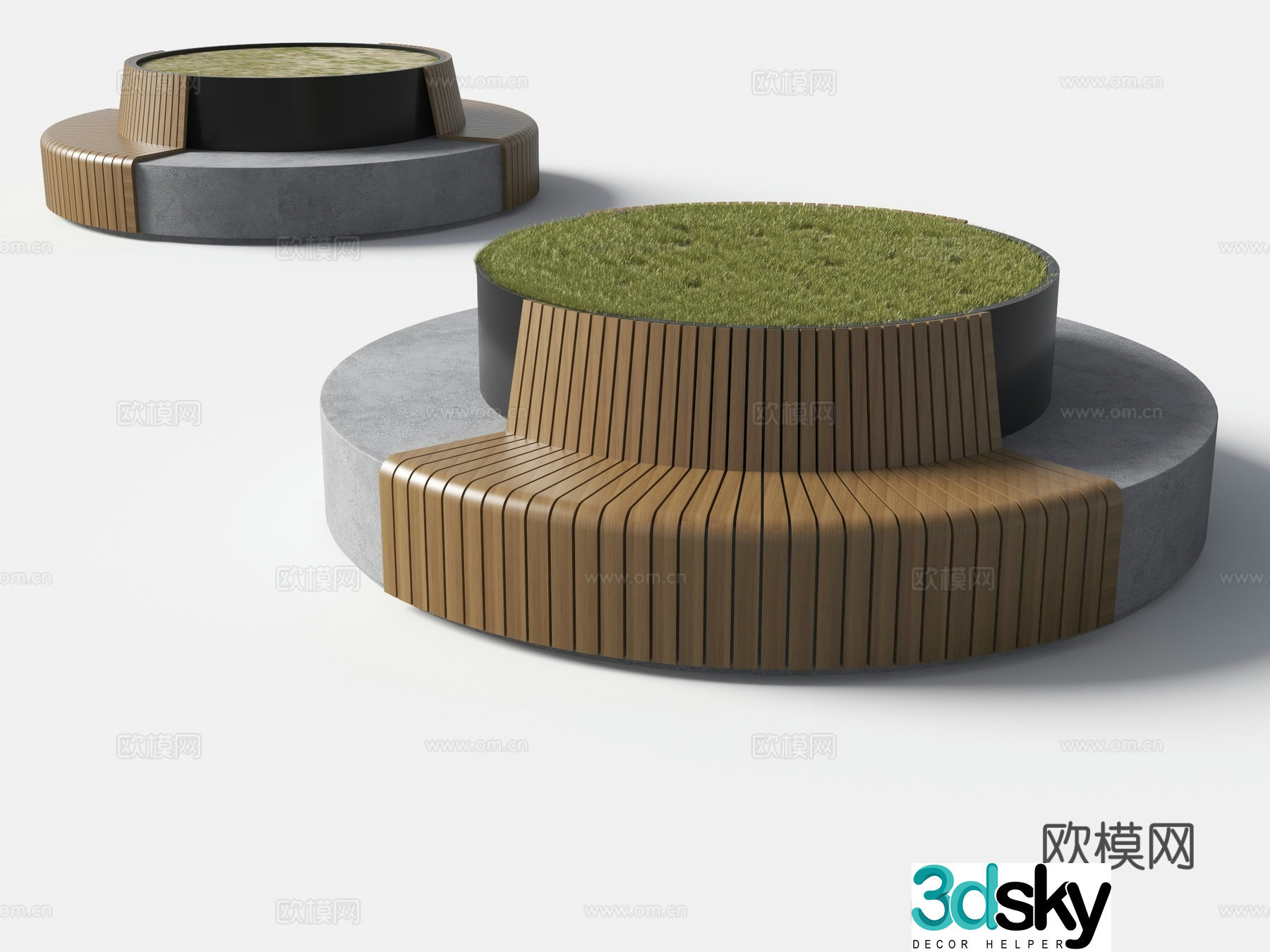 Modern tree pool chair round landscape tree pool seat flower pool seat 3D model