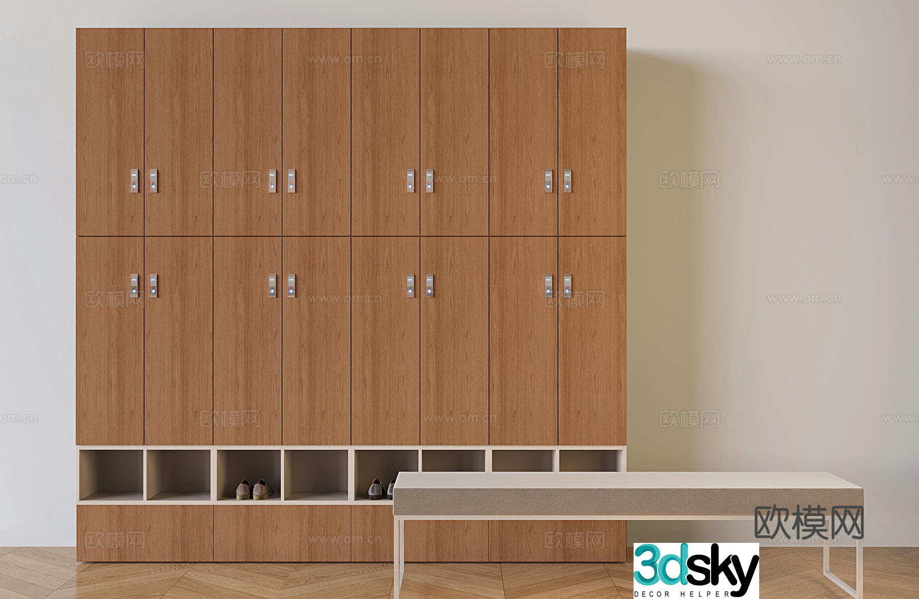 Log shoe cabinet locker shoe changing bench bench 3d model