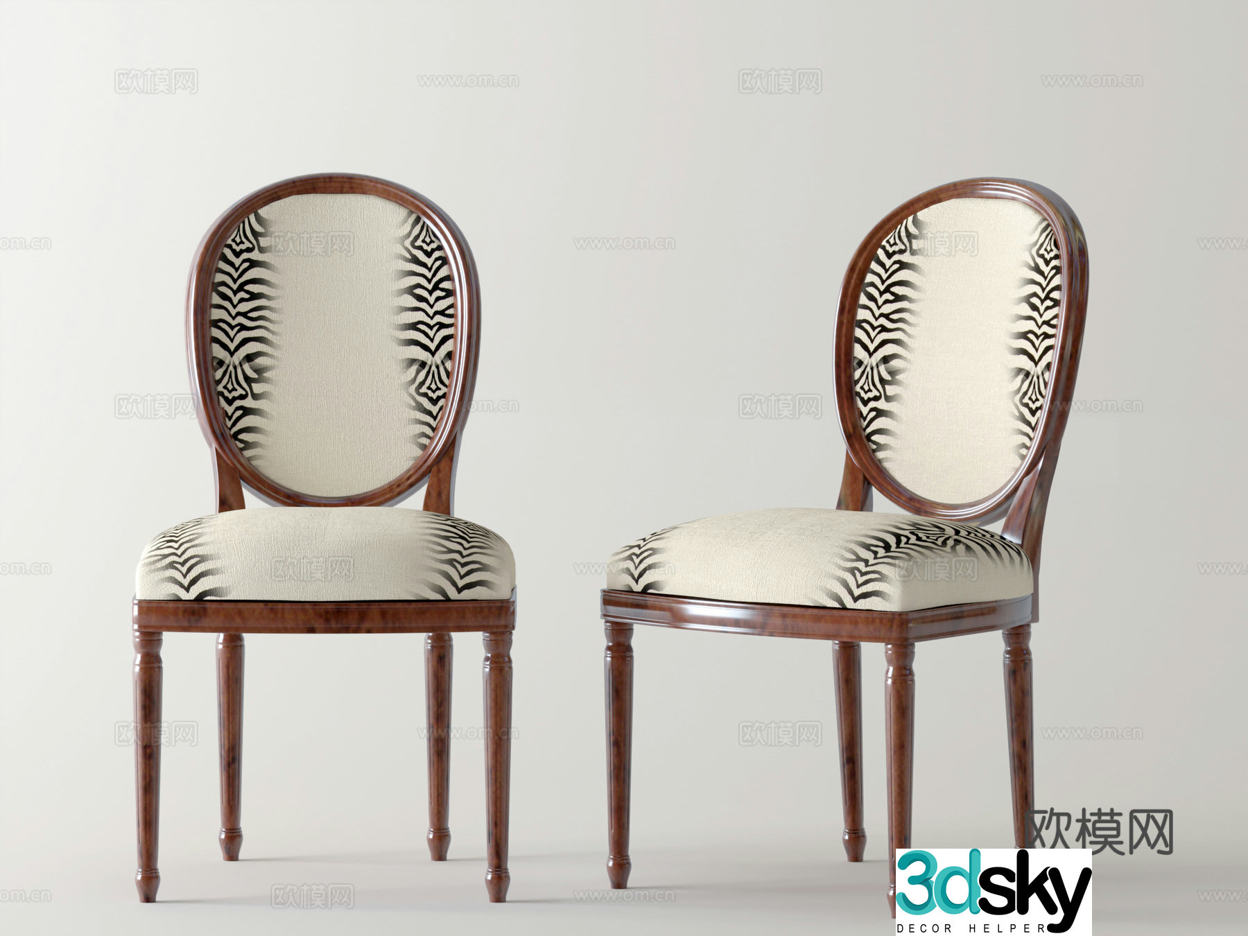 American dining chair leisure chair single chair desk chair 3D model