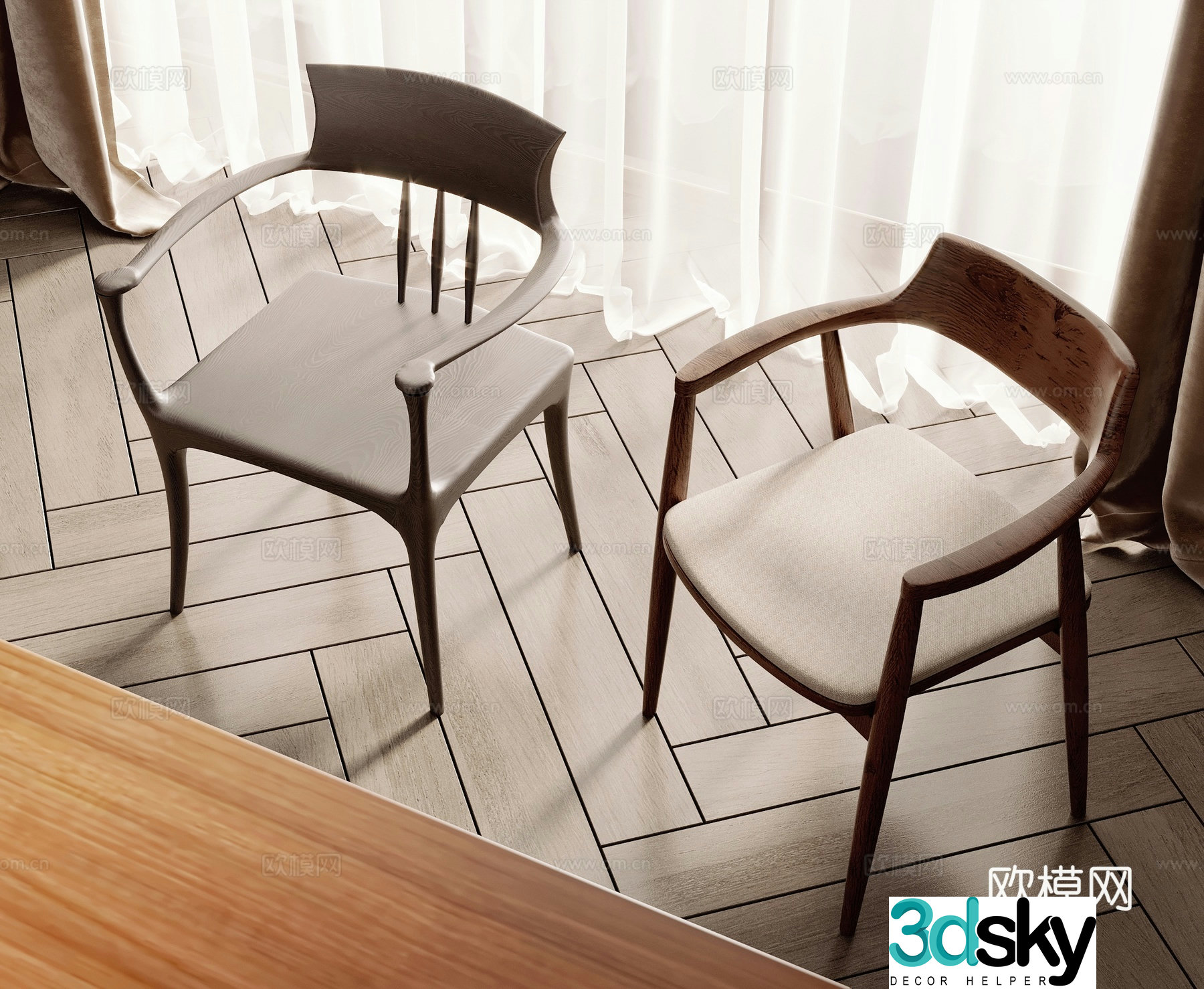 Medieval style single chair dining chair chair 3d model