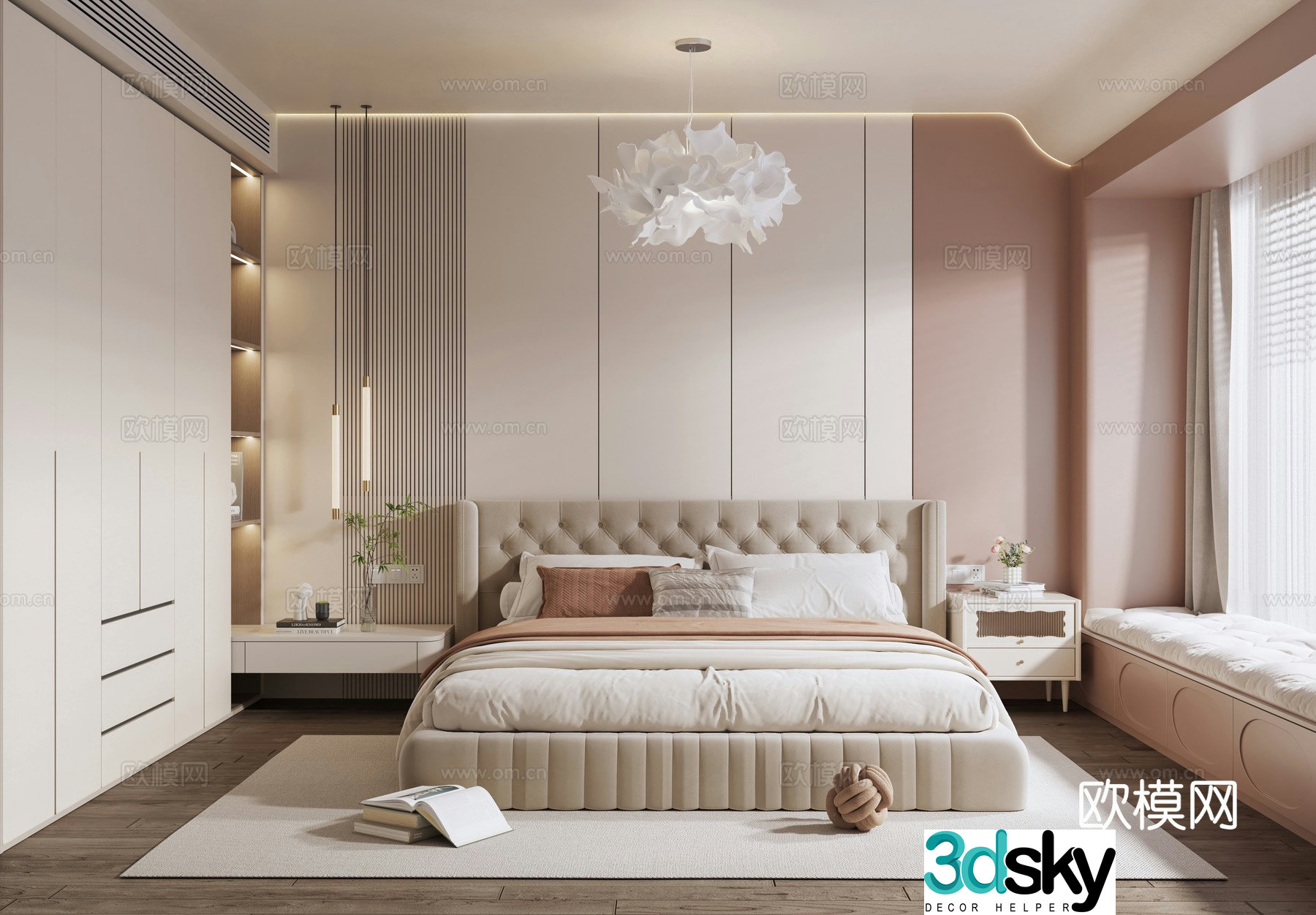 Cream style bedroom master bedroom 3d model