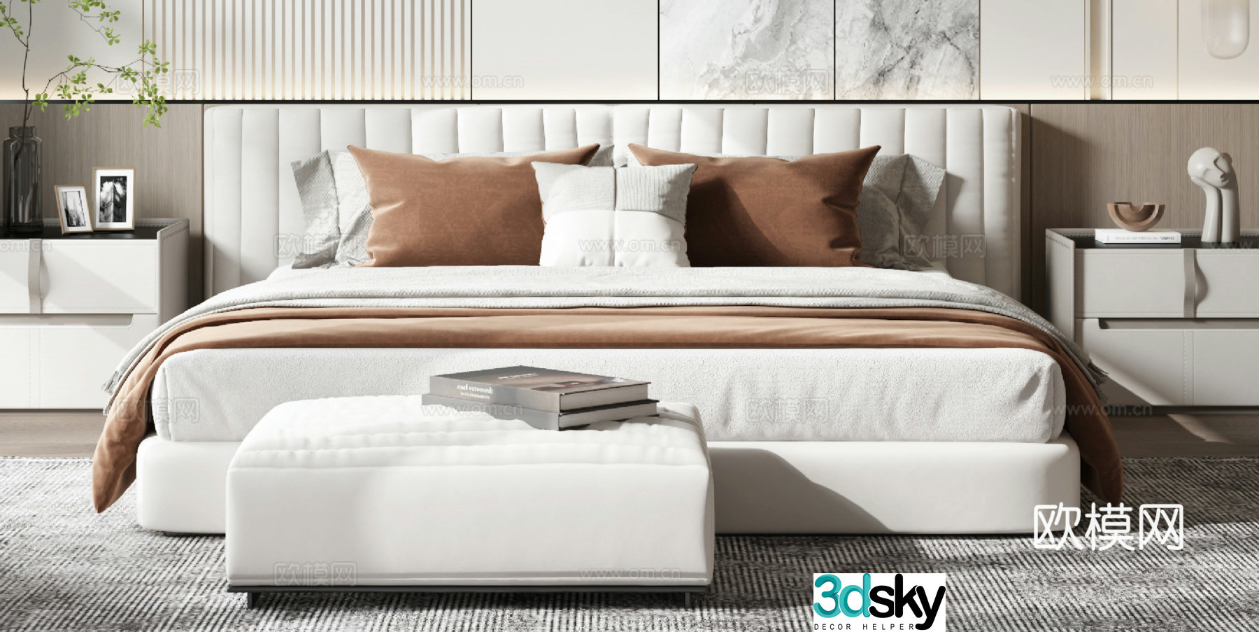 Modern double bed 3d model