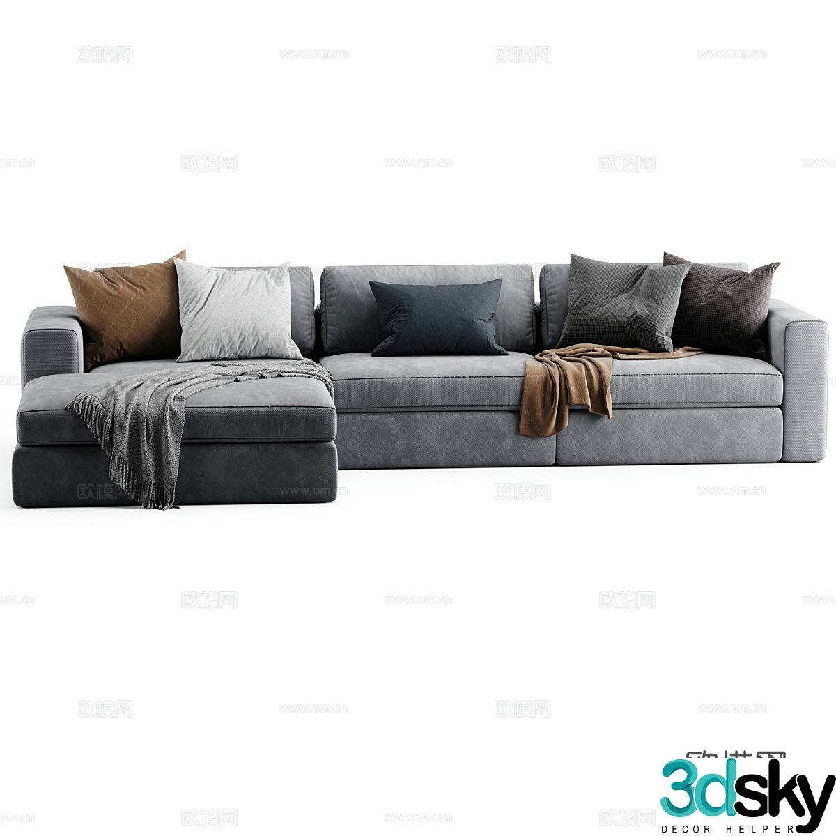 Modern fabric sofa corner sofa 3d model
