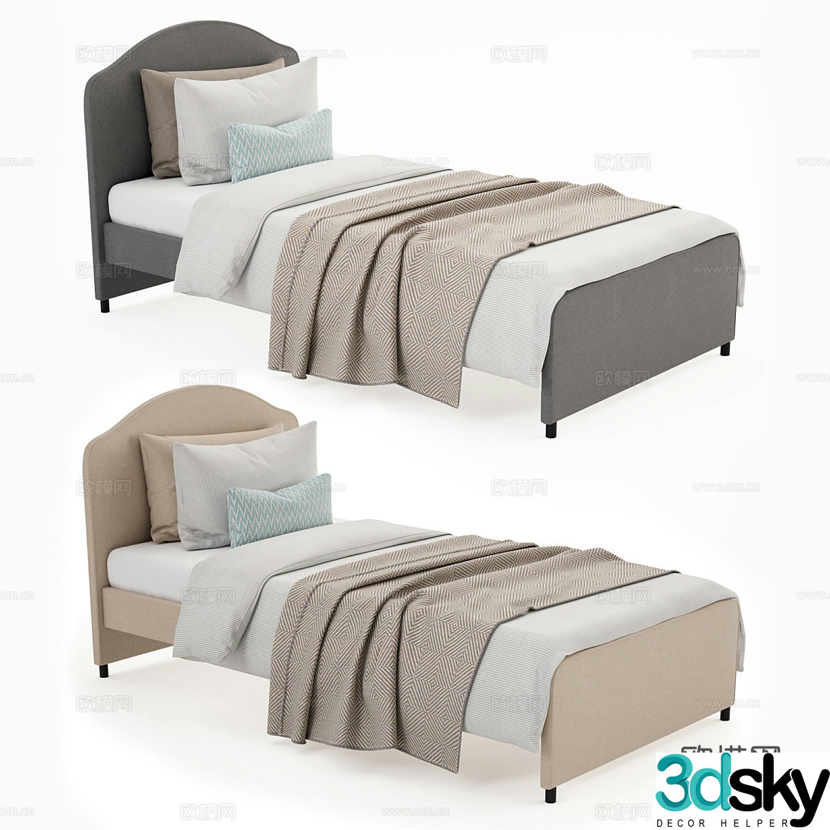 Modern single bed 3d model