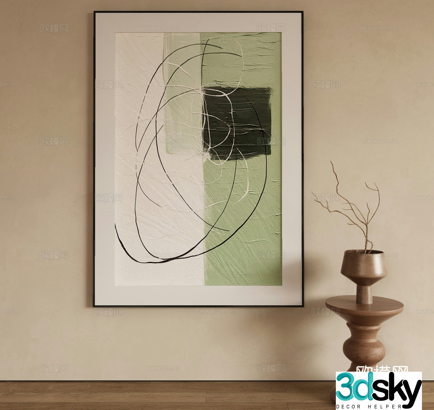 Modern texture painting decorative painting 3d model
