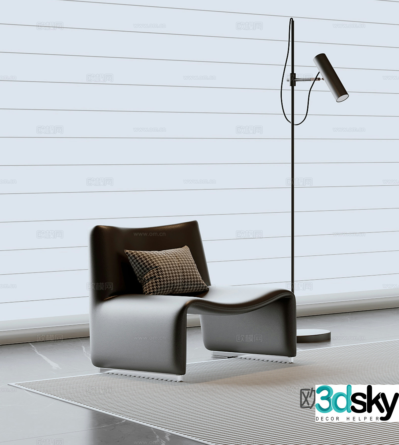 Italian style chair leisure chair 3d model