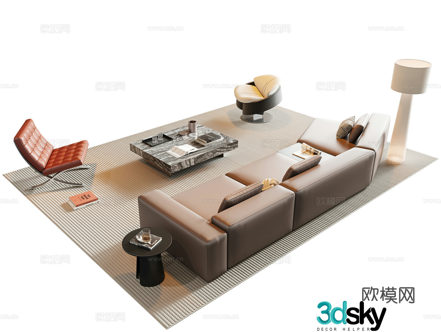 Italian sectional sofa 3d model