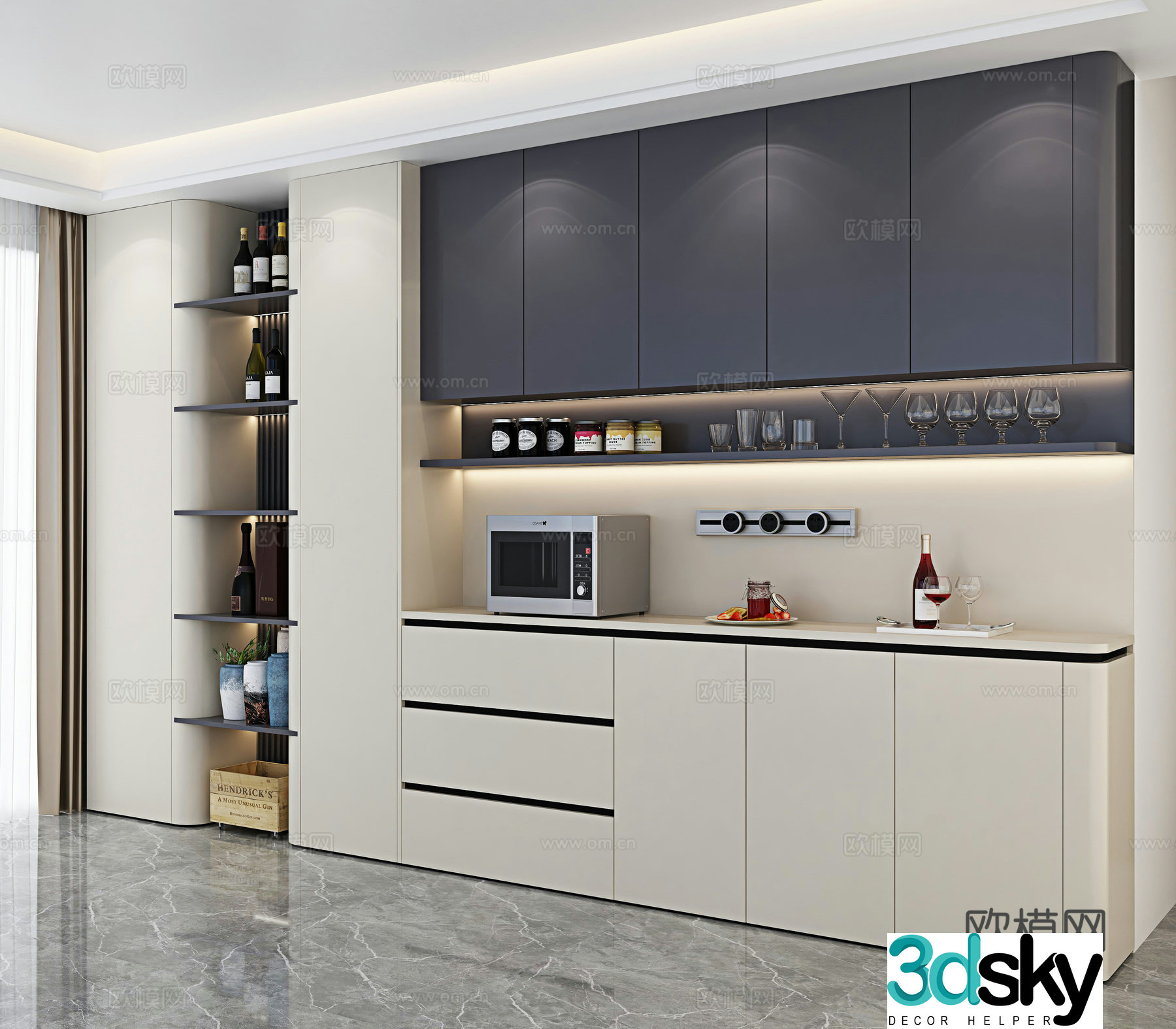 Modern wine cabinet sideboard 3d model