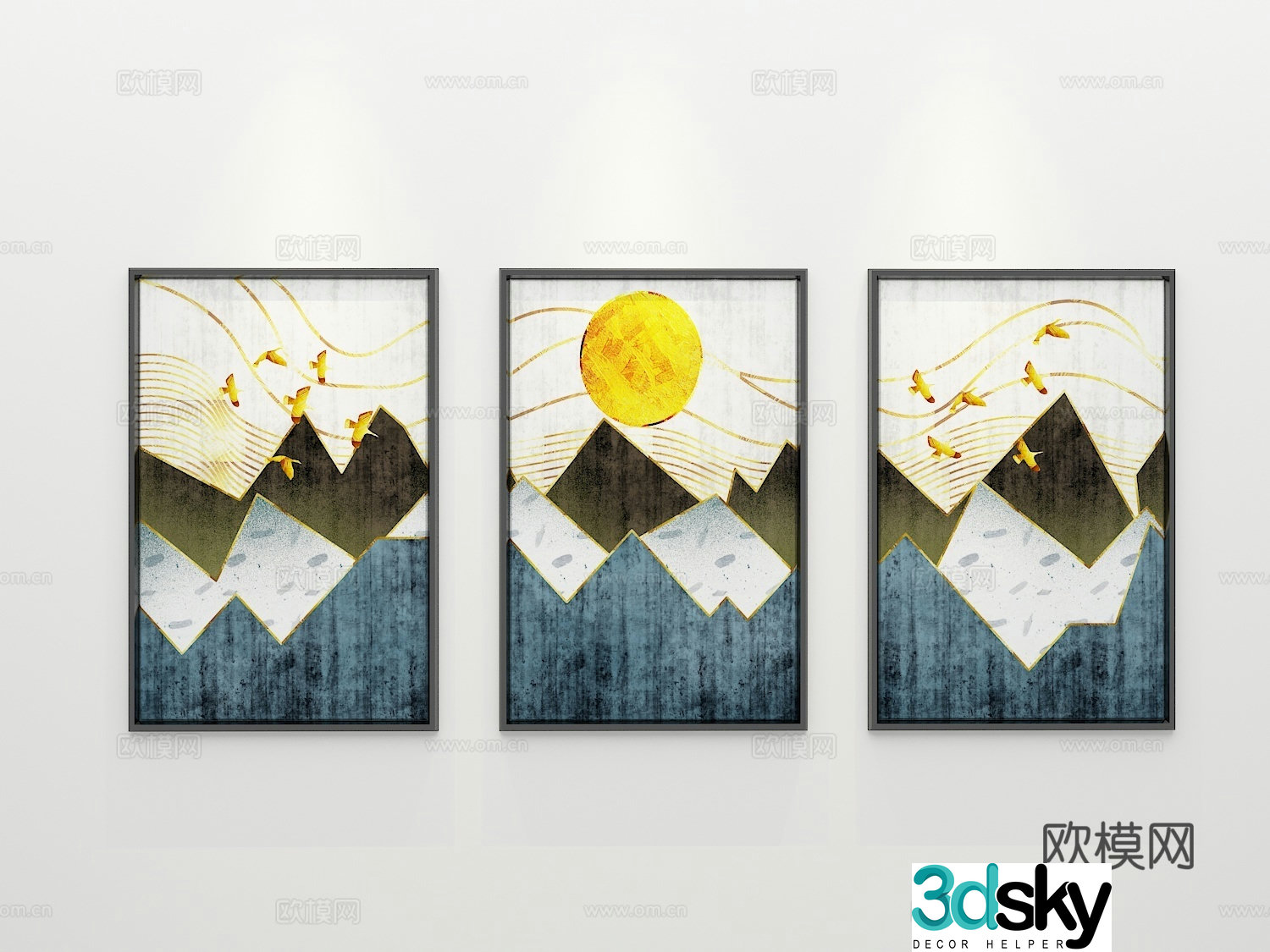 European simple hanging painting decorative painting 3D model